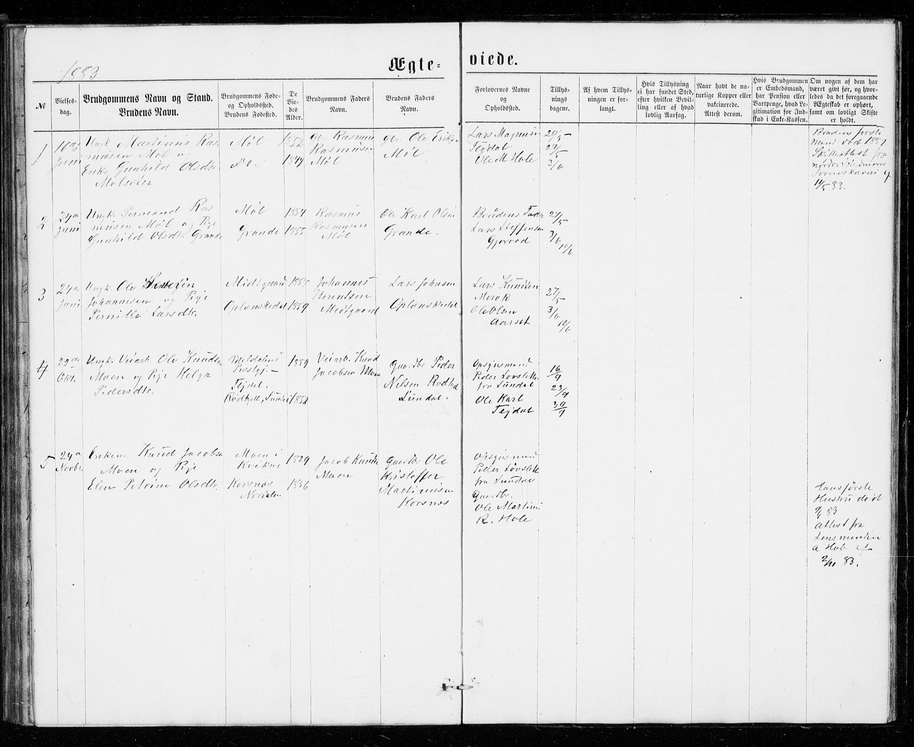 Ministerialprotokoller, klokkerbøker og fødselsregistre - Møre og Romsdal, SAT/A-1454/518/L0234: Parish register (copy) no. 518C01, 1854-1884