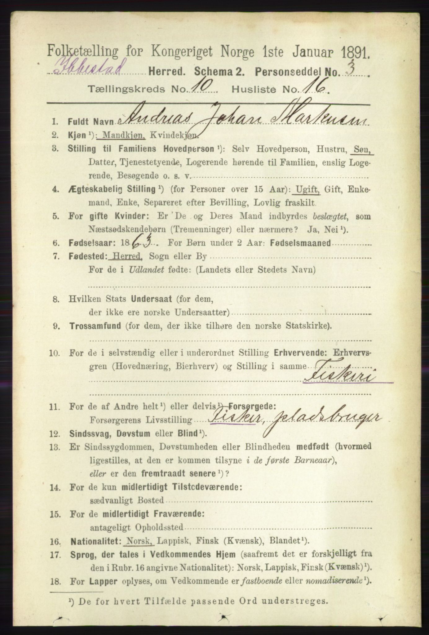 RA, 1891 census for 1917 Ibestad, 1891, p. 6959