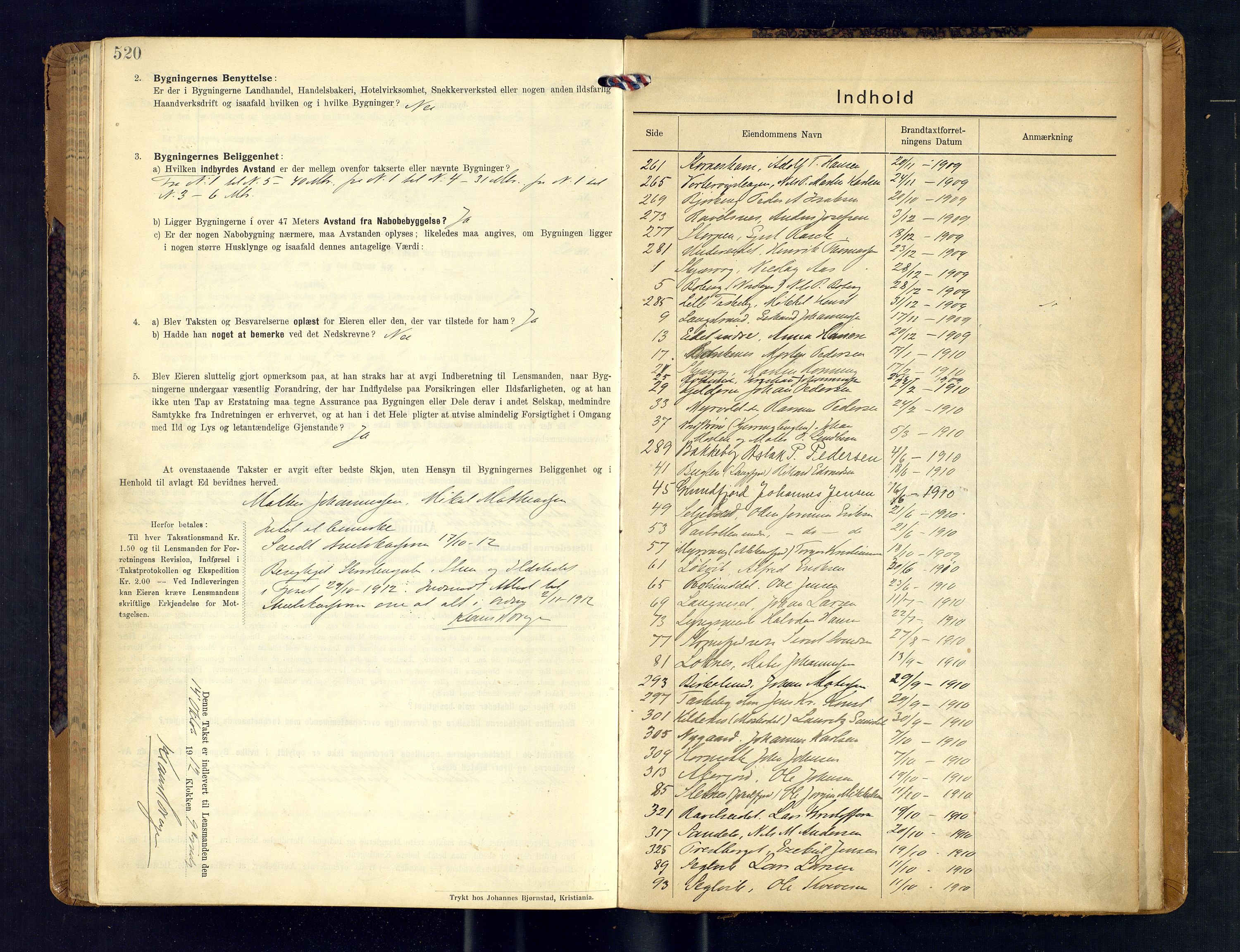 Skjervøy lensmannskontor, AV/SATØ-SATØ-63/F/Fu/Fub/L0247: Branntakstprotokoll (S), 1909-1912, p. 520-521