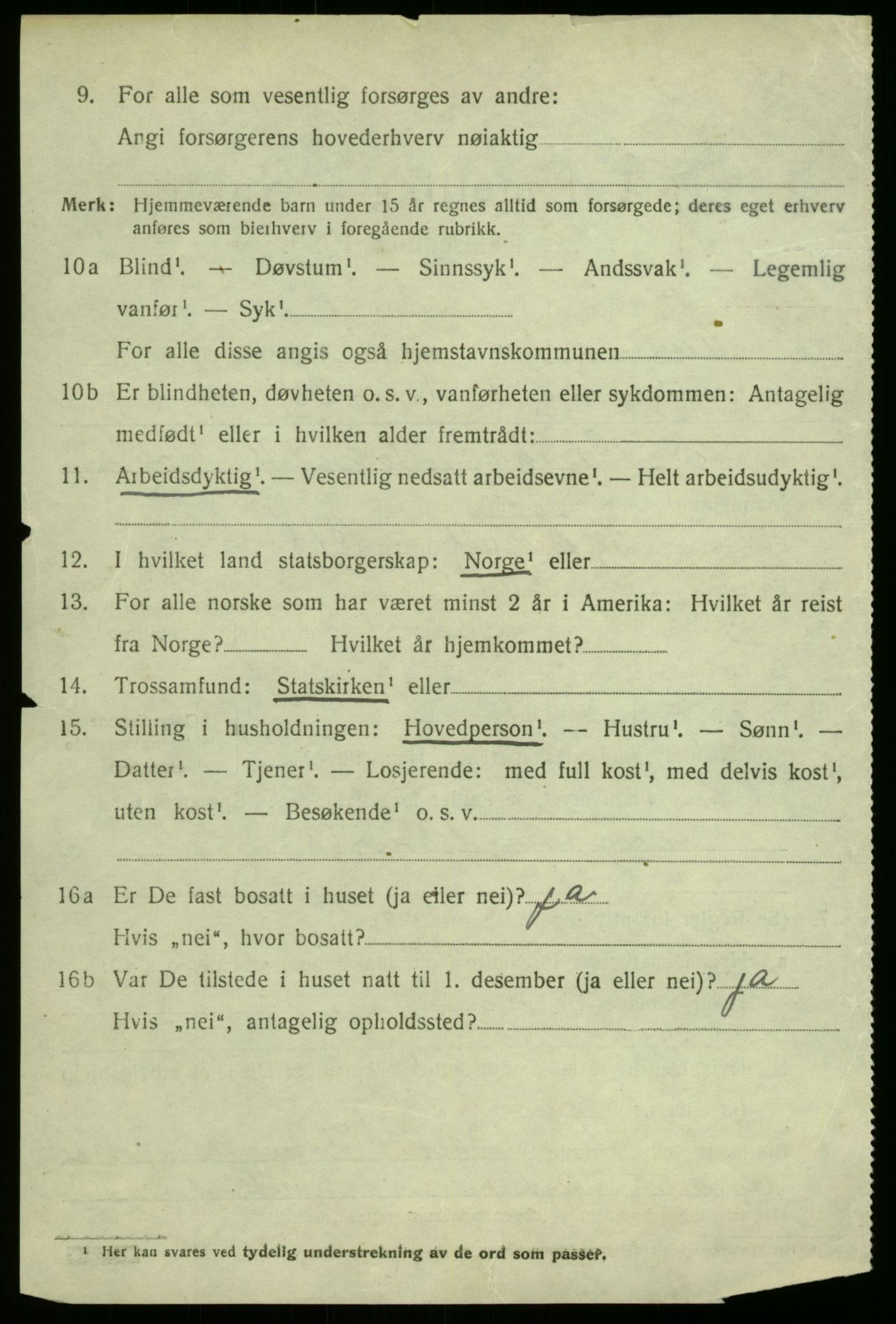 SAB, 1920 census for Aurland, 1920, p. 3041