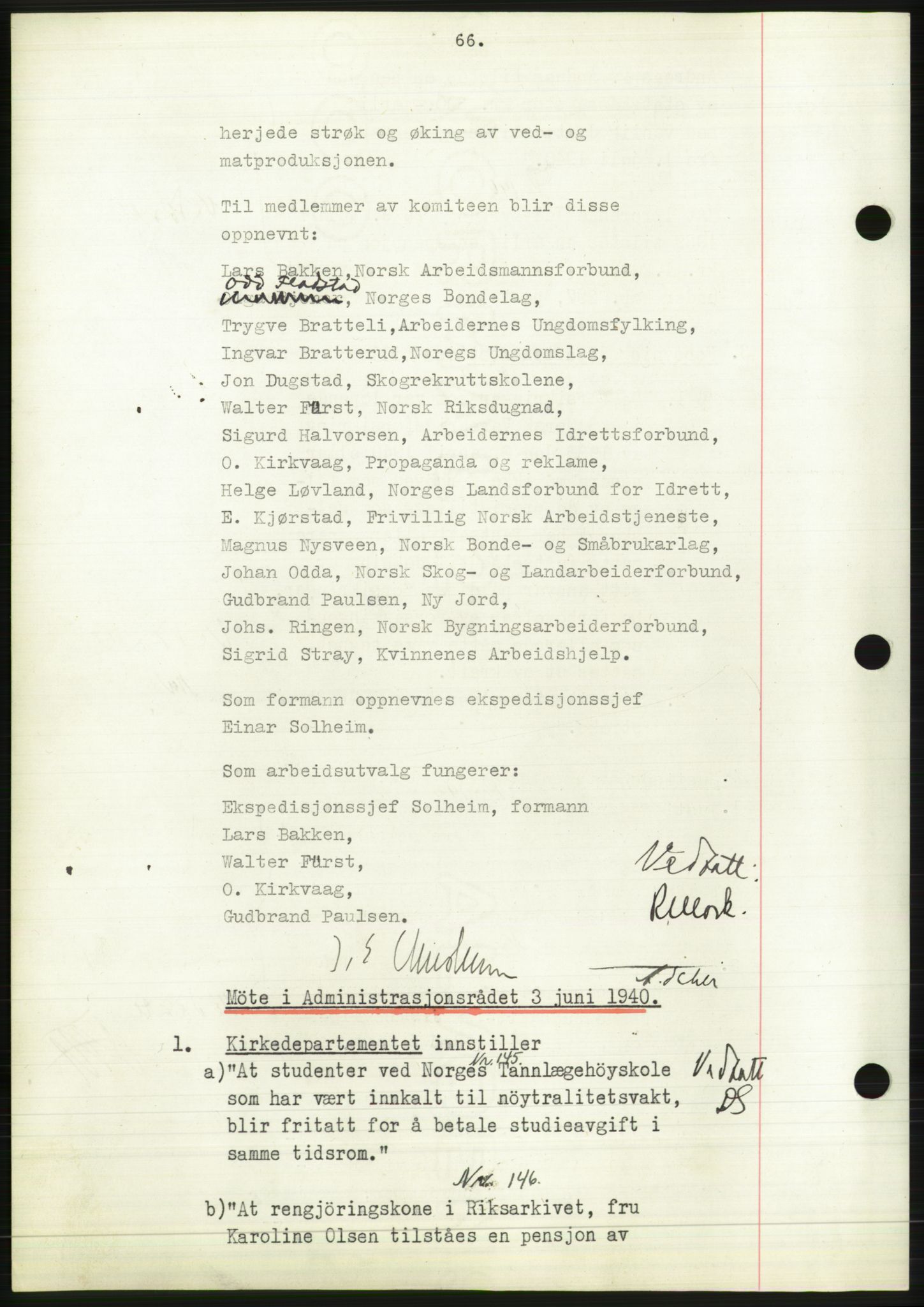 Administrasjonsrådet, RA/S-1004/A/L0002: Vedtaksprotokoll 16/4-25/9, 1940, p. 70
