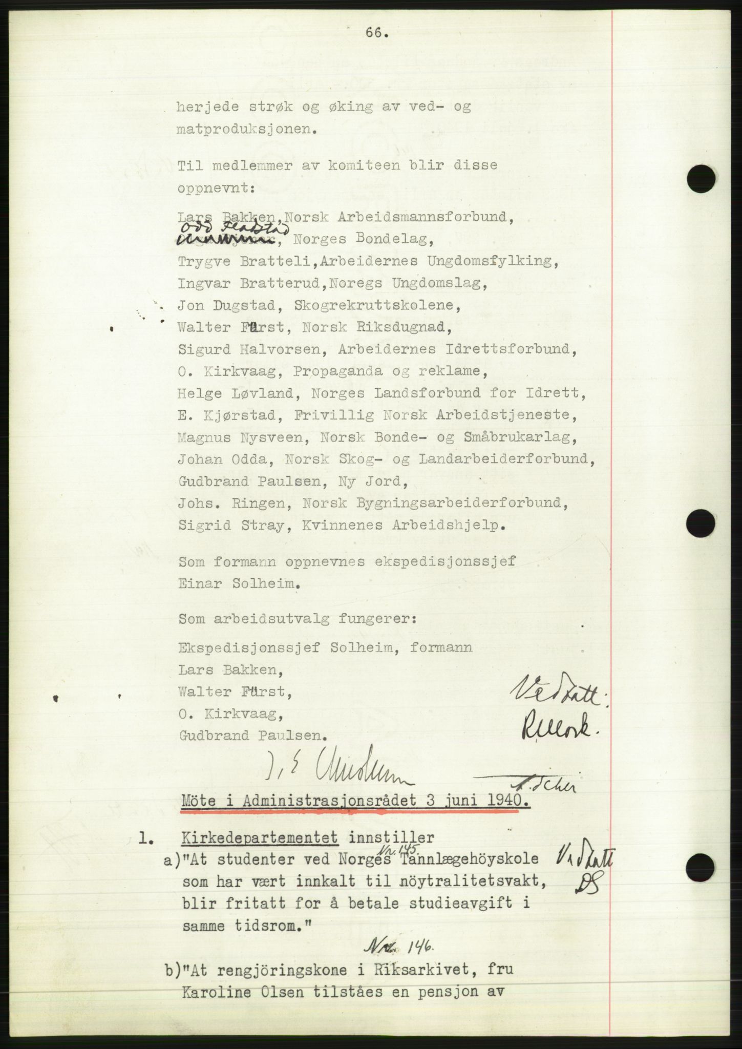 Administrasjonsrådet, AV/RA-S-1004/A/L0002: Vedtaksprotokoll 16/4-25/9, 1940, p. 70