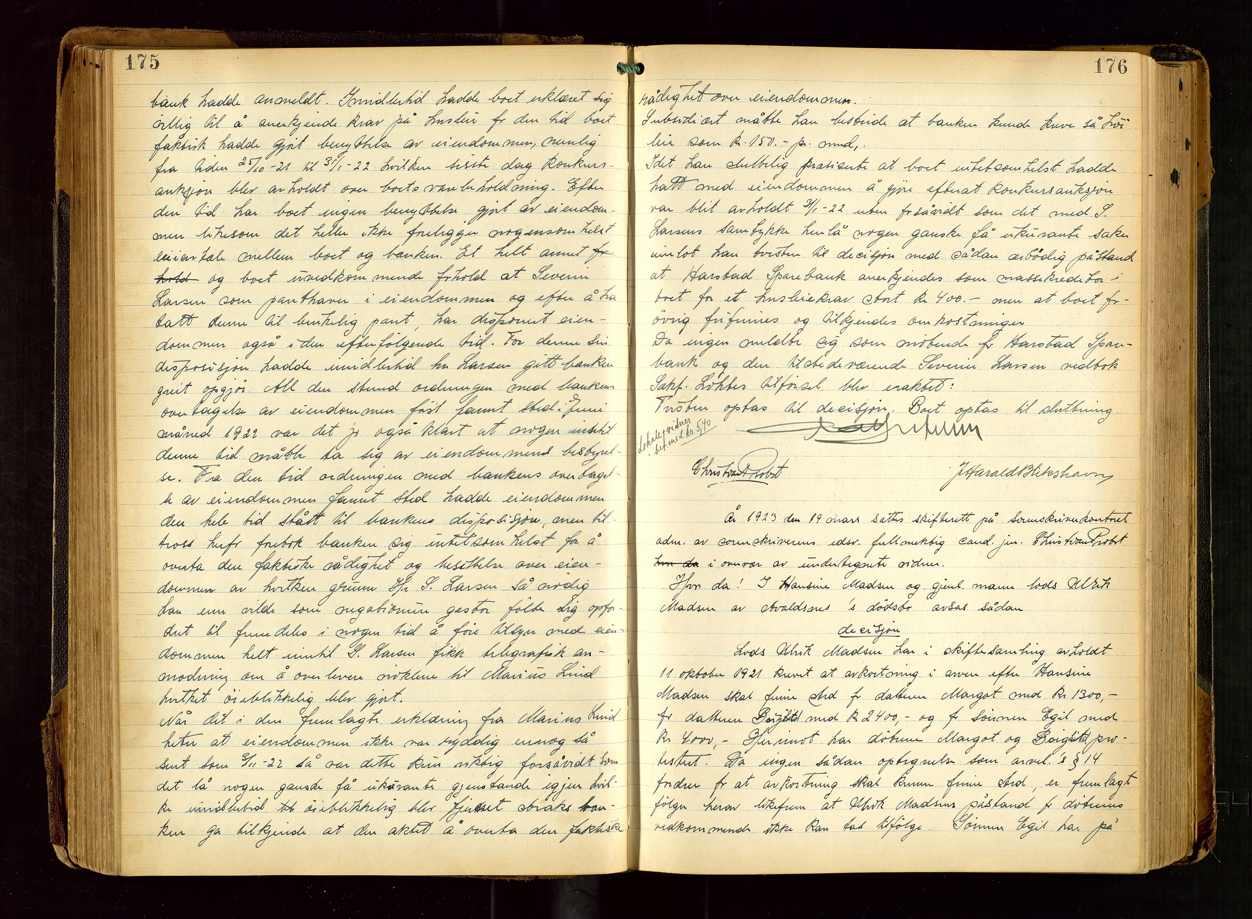 Karmsund sorenskriveri, AV/SAST-A-100311/01/IV/IVDB/L0014: SKIFTEPROTOKOLL SKUDENES, AVALDSNES, 1920-1936, p. 175-176