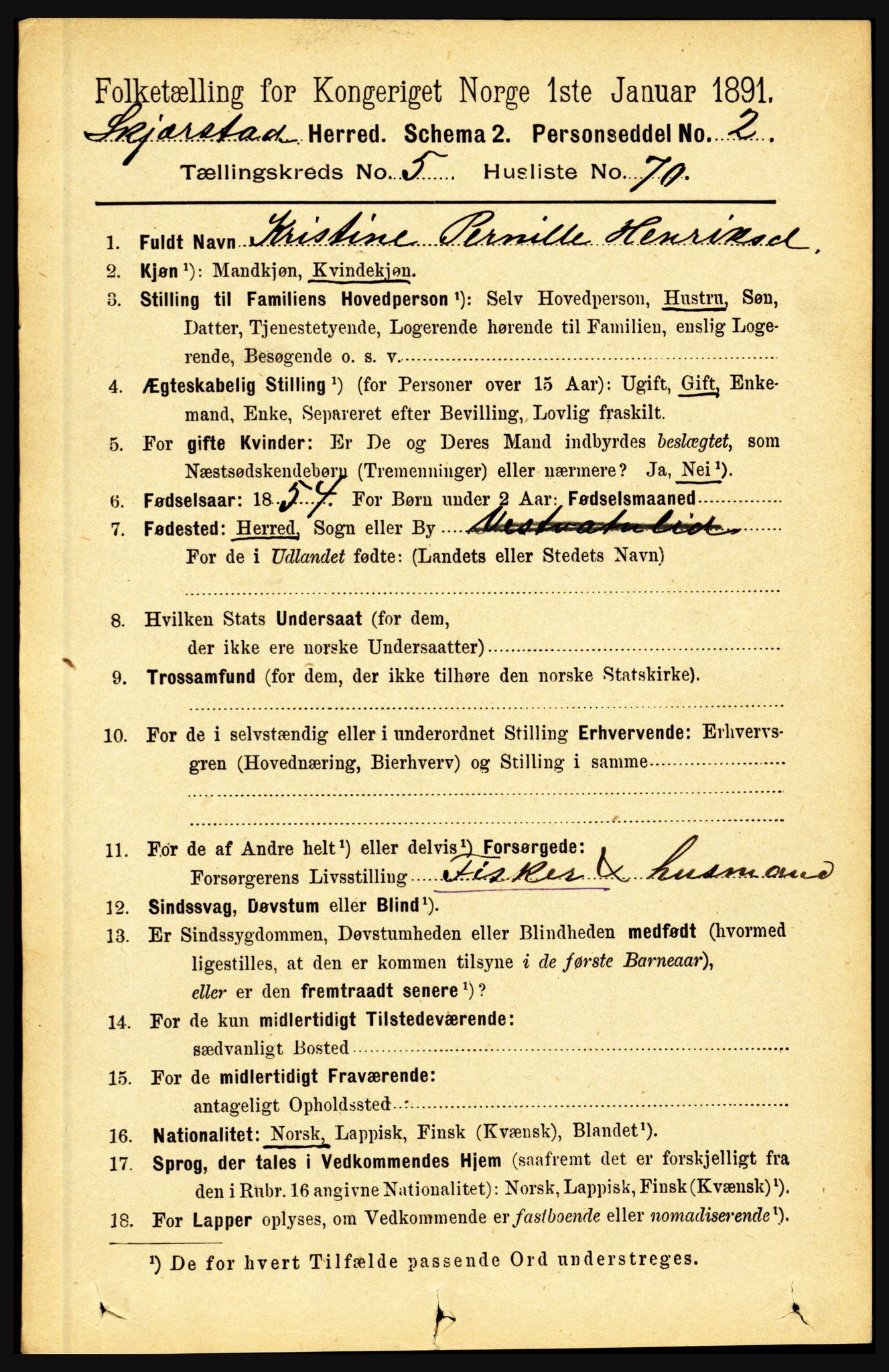 RA, 1891 census for 1842 Skjerstad, 1891, p. 1894