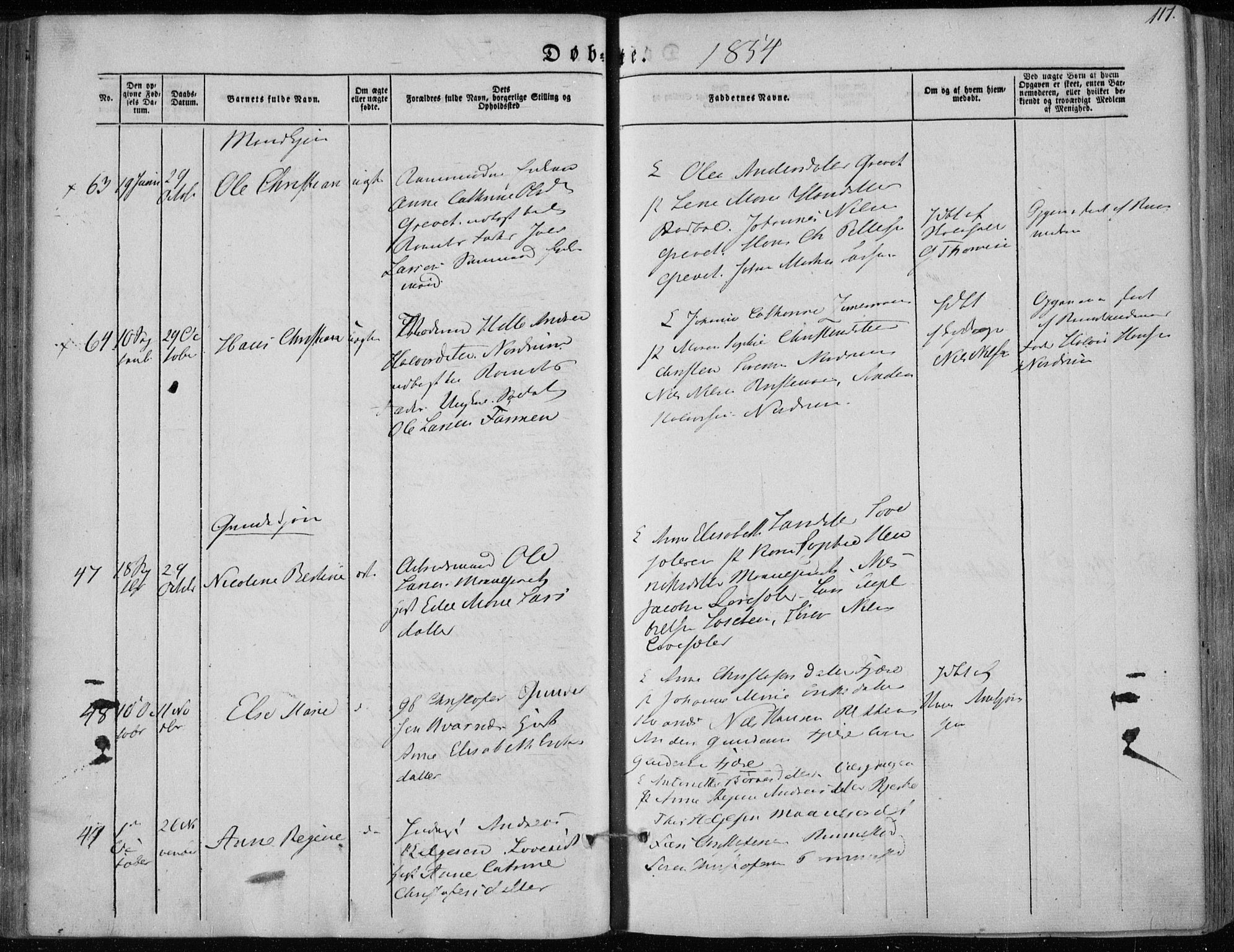 Hedrum kirkebøker, AV/SAKO-A-344/F/Fa/L0006: Parish register (official) no. I 6, 1849-1857, p. 117