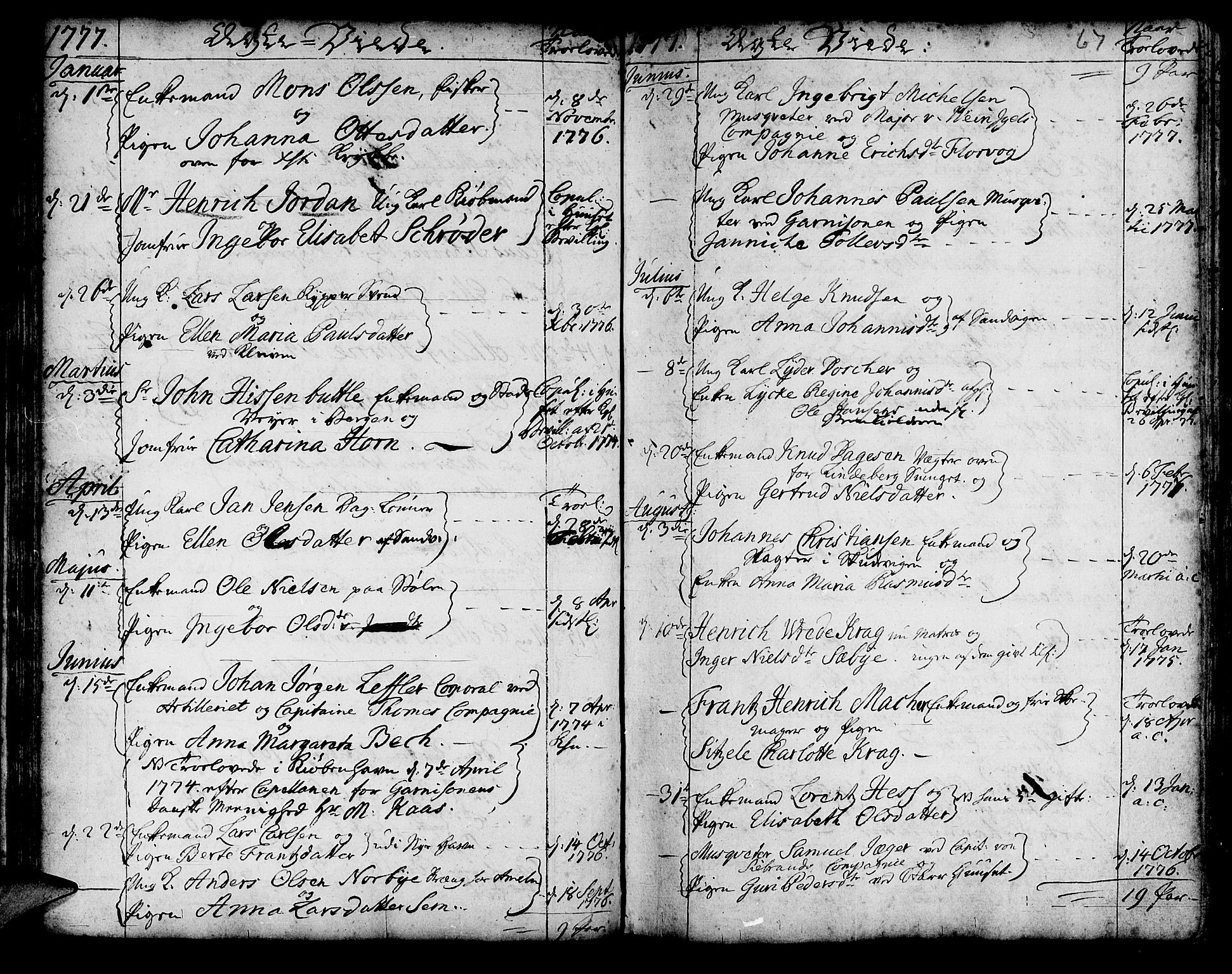 Korskirken sokneprestembete, AV/SAB-A-76101/H/Haa/L0009: Parish register (official) no. A 9, 1743-1861, p. 67
