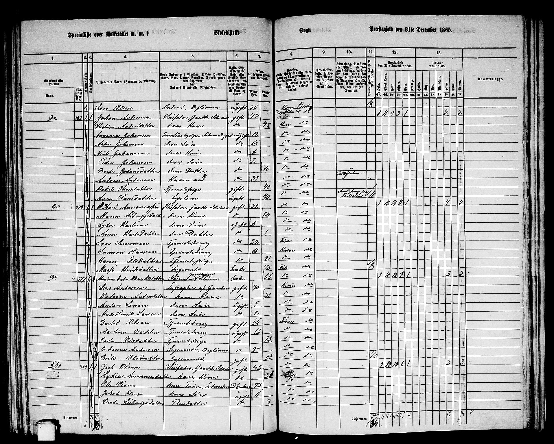 RA, 1865 census for Kinn, 1865, p. 180