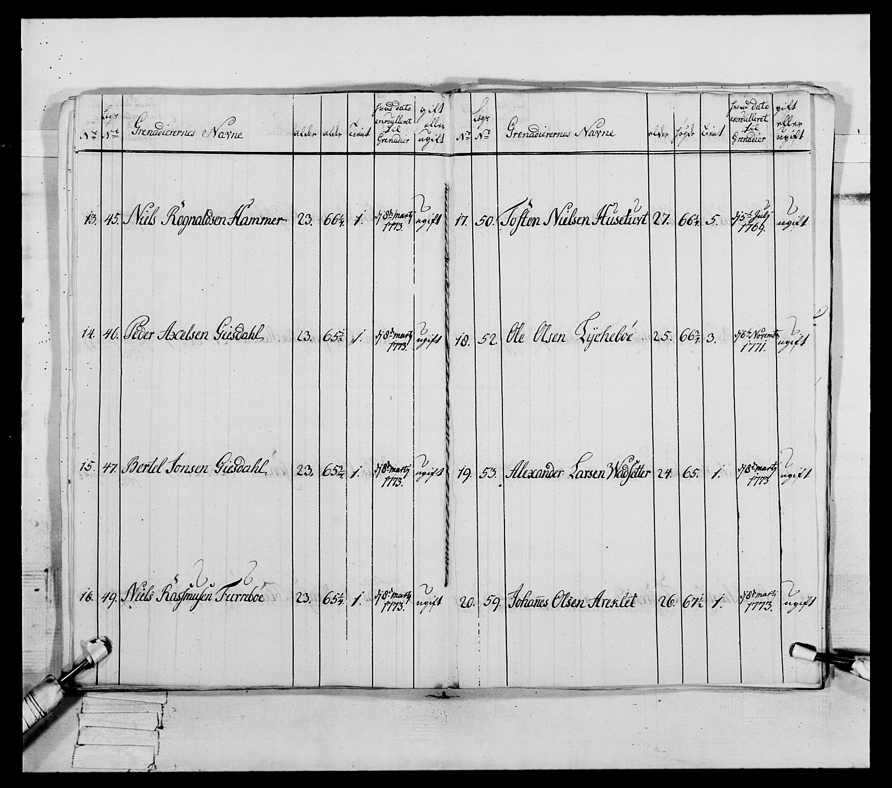 Generalitets- og kommissariatskollegiet, Det kongelige norske kommissariatskollegium, RA/EA-5420/E/Eh/L0089: 1. Bergenhusiske nasjonale infanteriregiment, 1769-1773, p. 431