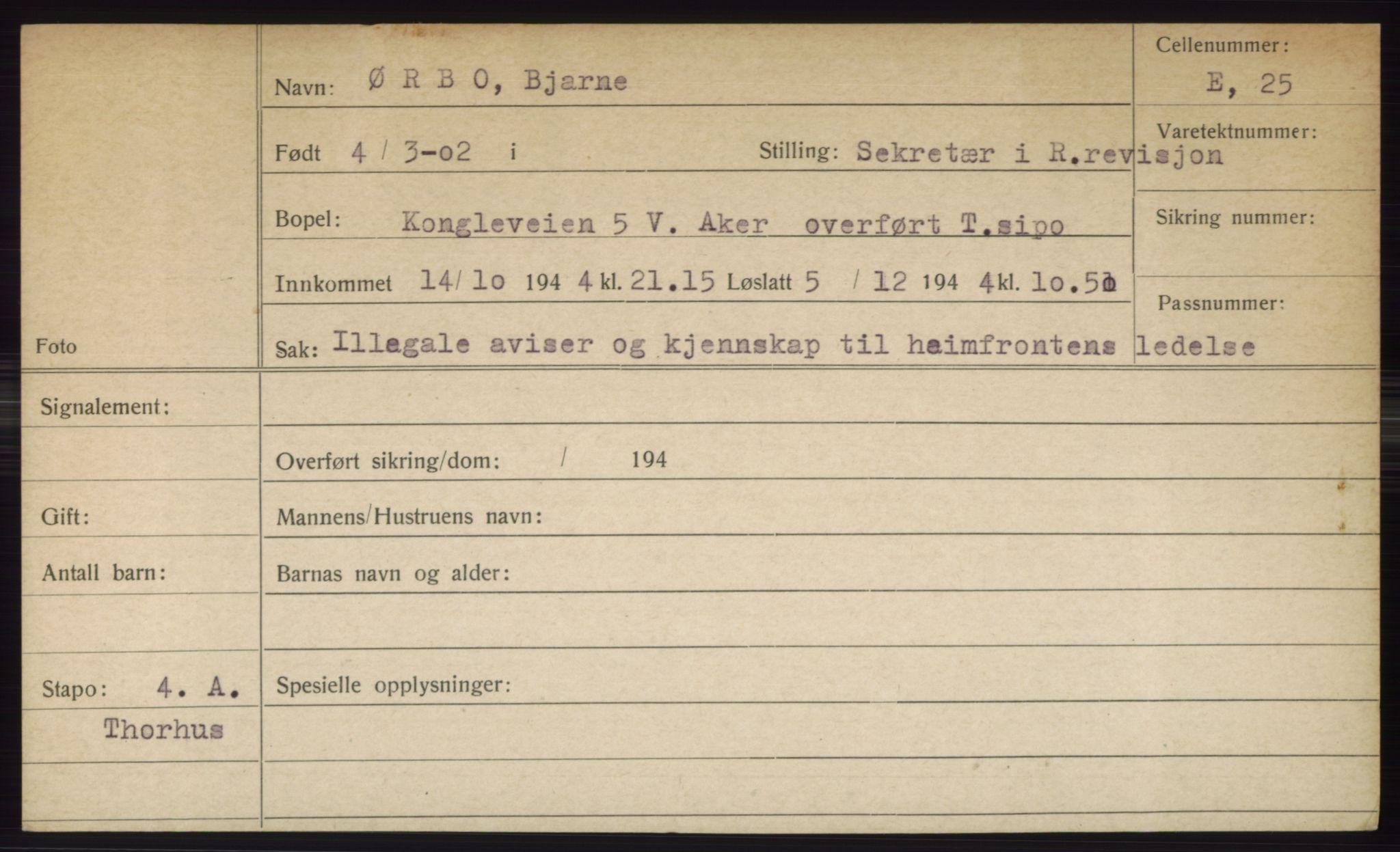 Statspolitiet - Hovedkontoret / Osloavdelingen, AV/RA-S-1329/C/Ck/Cke/L0005: Fangeregister; etternavn S - Å, 1941-1945, p. 701