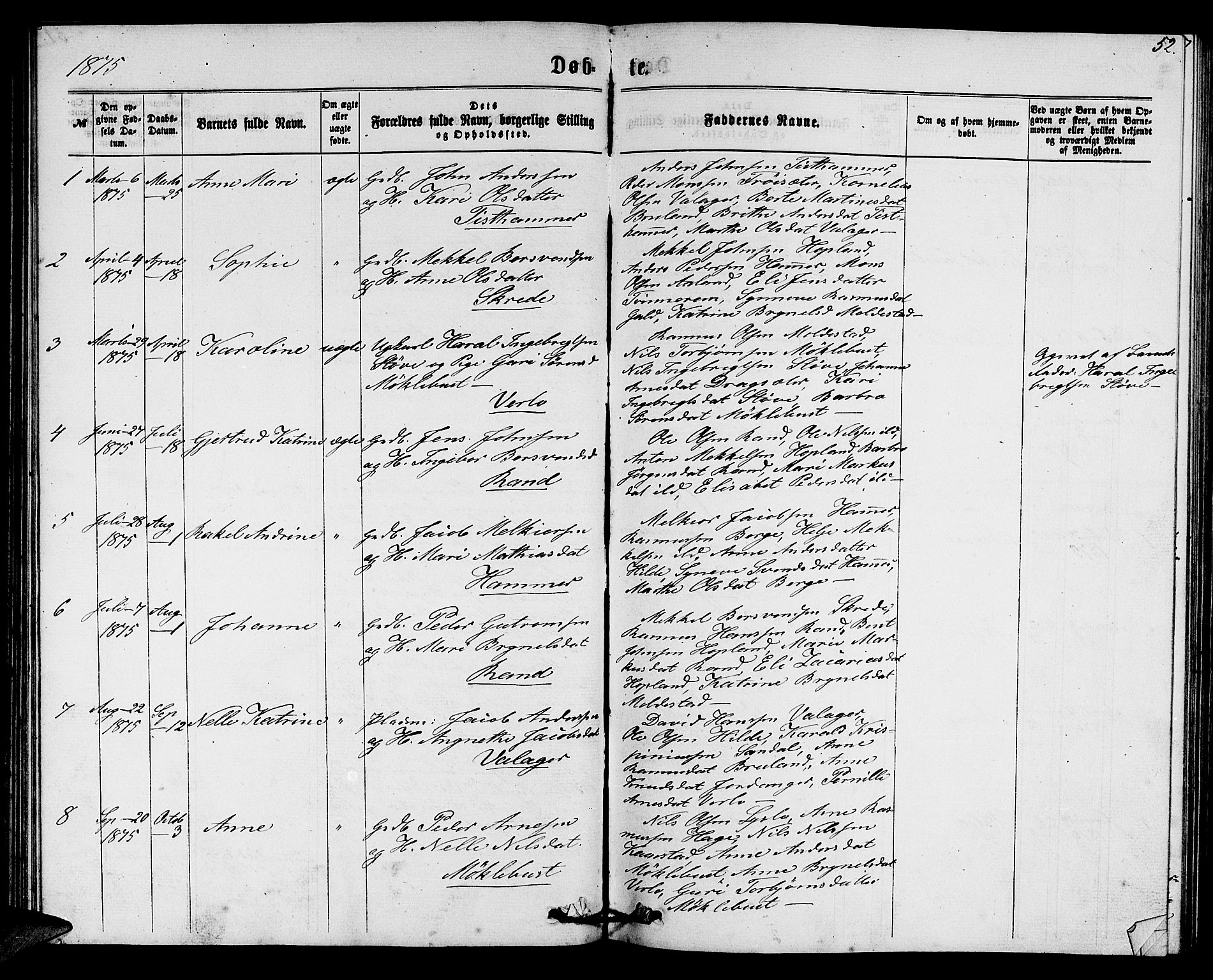 Innvik sokneprestembete, SAB/A-80501: Parish register (copy) no. C 2, 1864-1882, p. 52