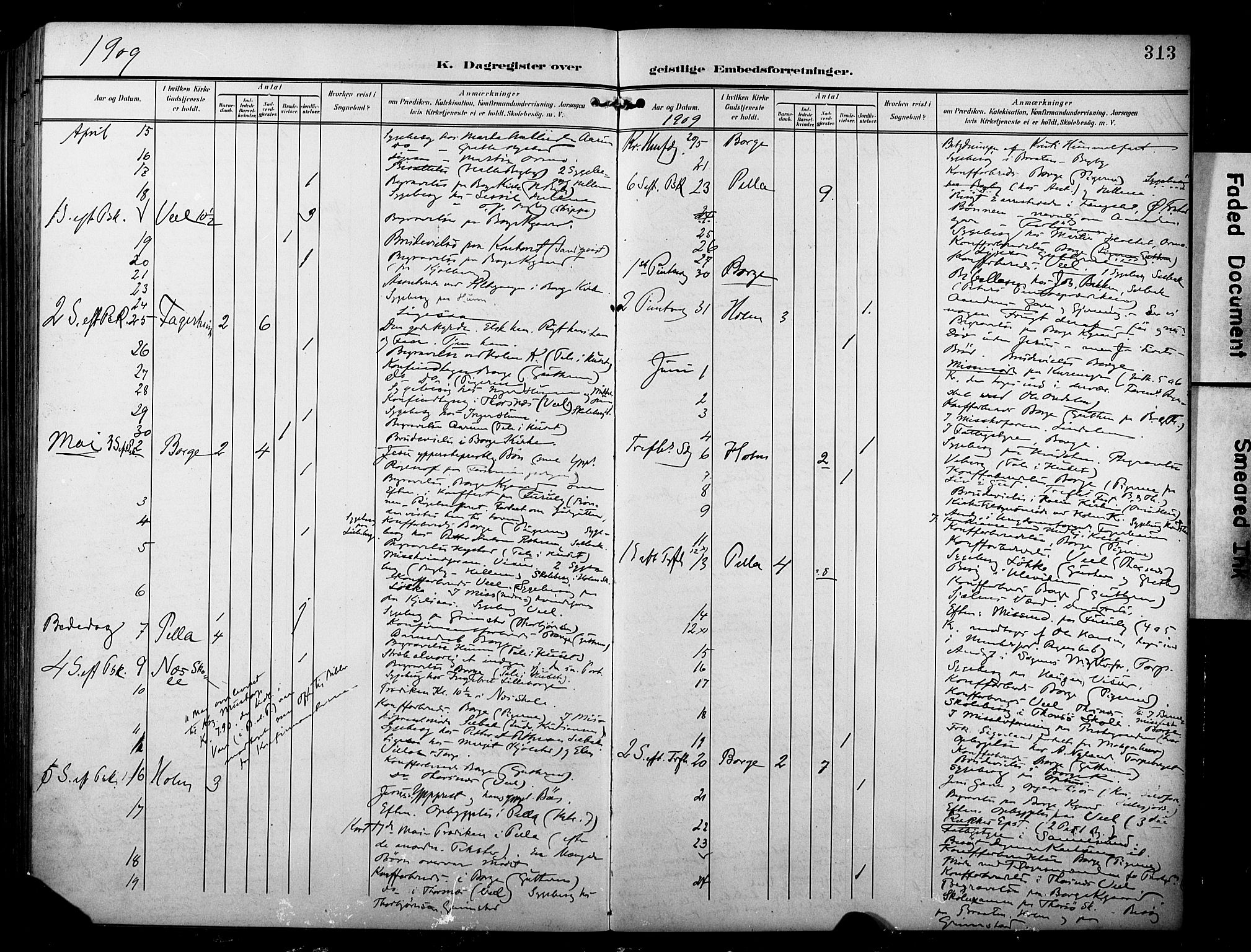 Borge prestekontor Kirkebøker, AV/SAO-A-10903/F/Fa/L0009: Parish register (official) no. I 9, 1902-1911, p. 313