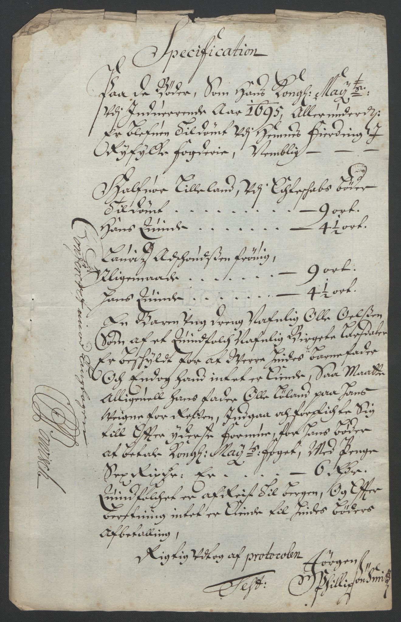 Rentekammeret inntil 1814, Reviderte regnskaper, Fogderegnskap, RA/EA-4092/R47/L2857: Fogderegnskap Ryfylke, 1694-1696, p. 127