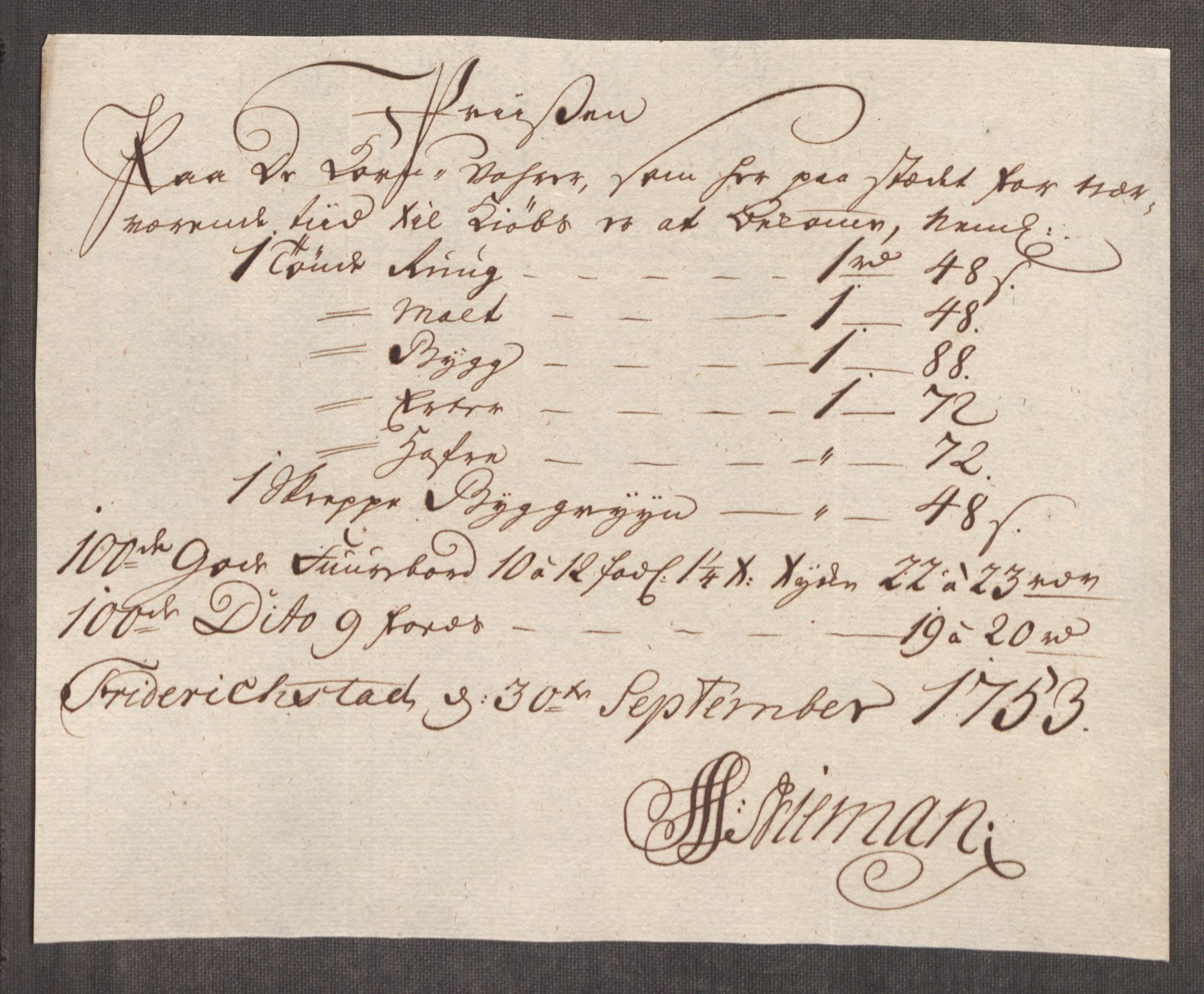 Rentekammeret inntil 1814, Realistisk ordnet avdeling, RA/EA-4070/Oe/L0005: [Ø1]: Priskuranter, 1753-1757, p. 25