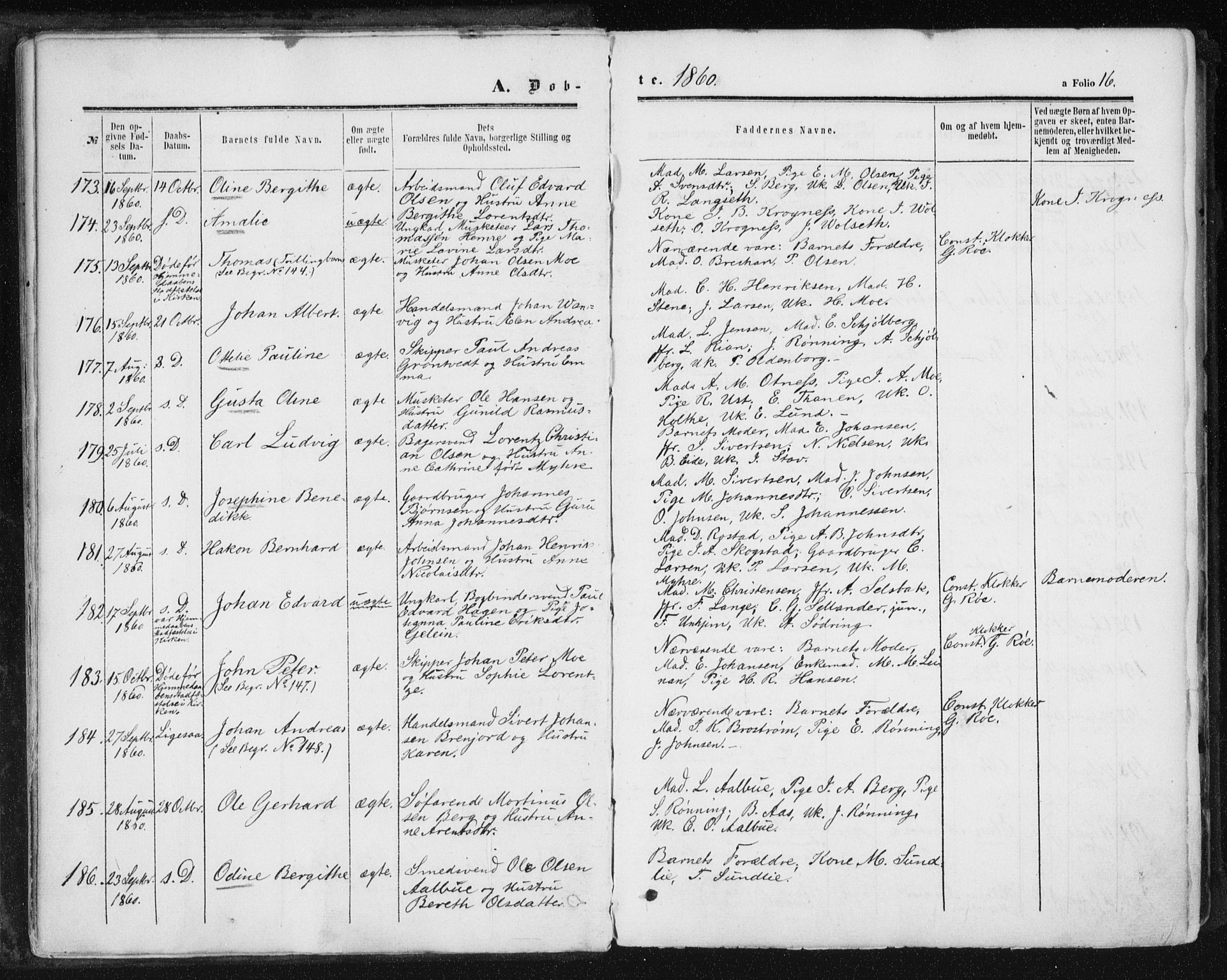 Ministerialprotokoller, klokkerbøker og fødselsregistre - Sør-Trøndelag, SAT/A-1456/602/L0115: Parish register (official) no. 602A13, 1860-1872, p. 16