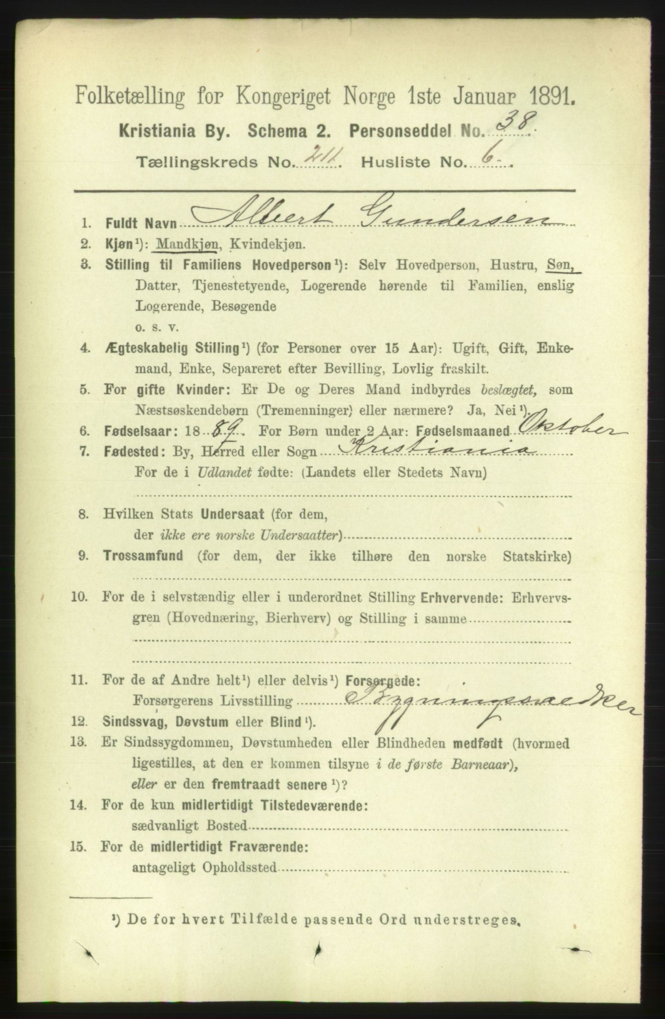 RA, 1891 census for 0301 Kristiania, 1891, p. 126031