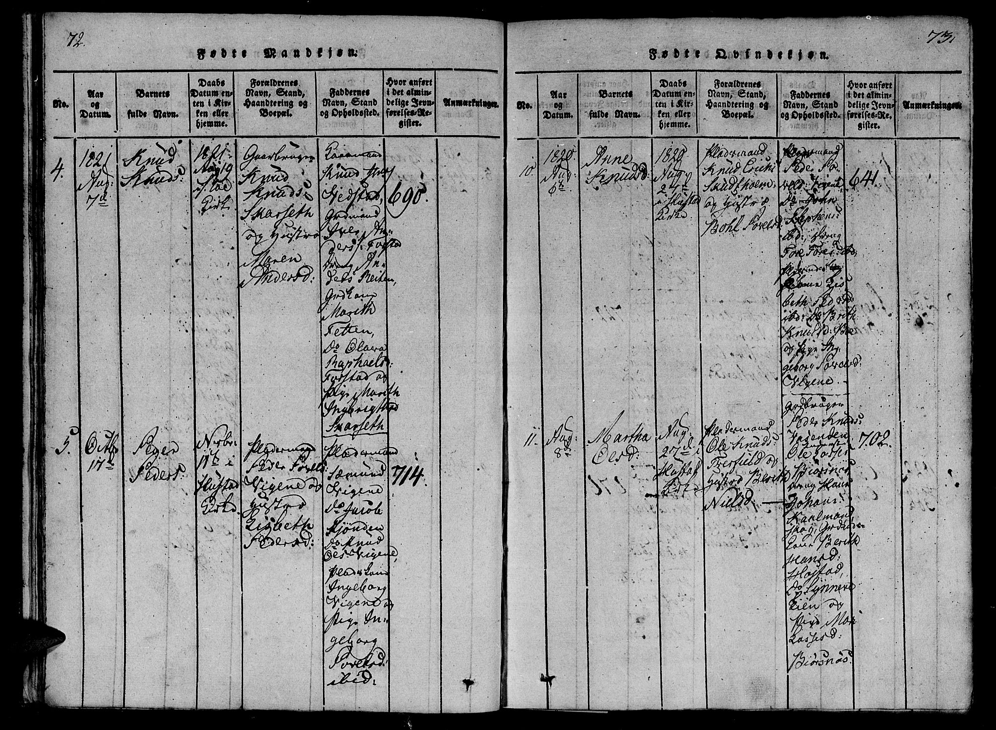 Ministerialprotokoller, klokkerbøker og fødselsregistre - Møre og Romsdal, AV/SAT-A-1454/566/L0764: Parish register (official) no. 566A03 /2, 1817-1829, p. 72-73