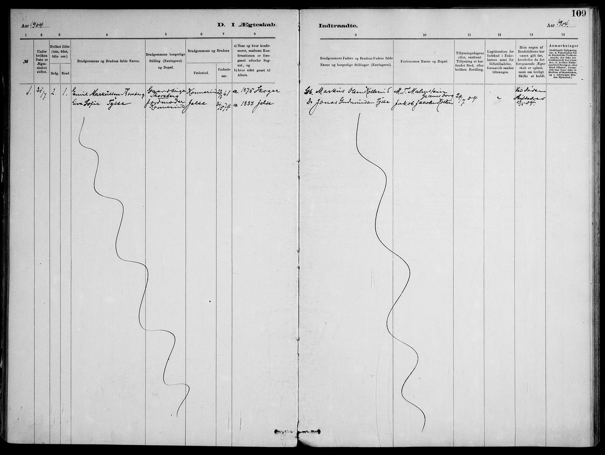 Skoger kirkebøker, AV/SAKO-A-59/F/Fb/L0001: Parish register (official) no. II 1, 1885-1913, p. 109