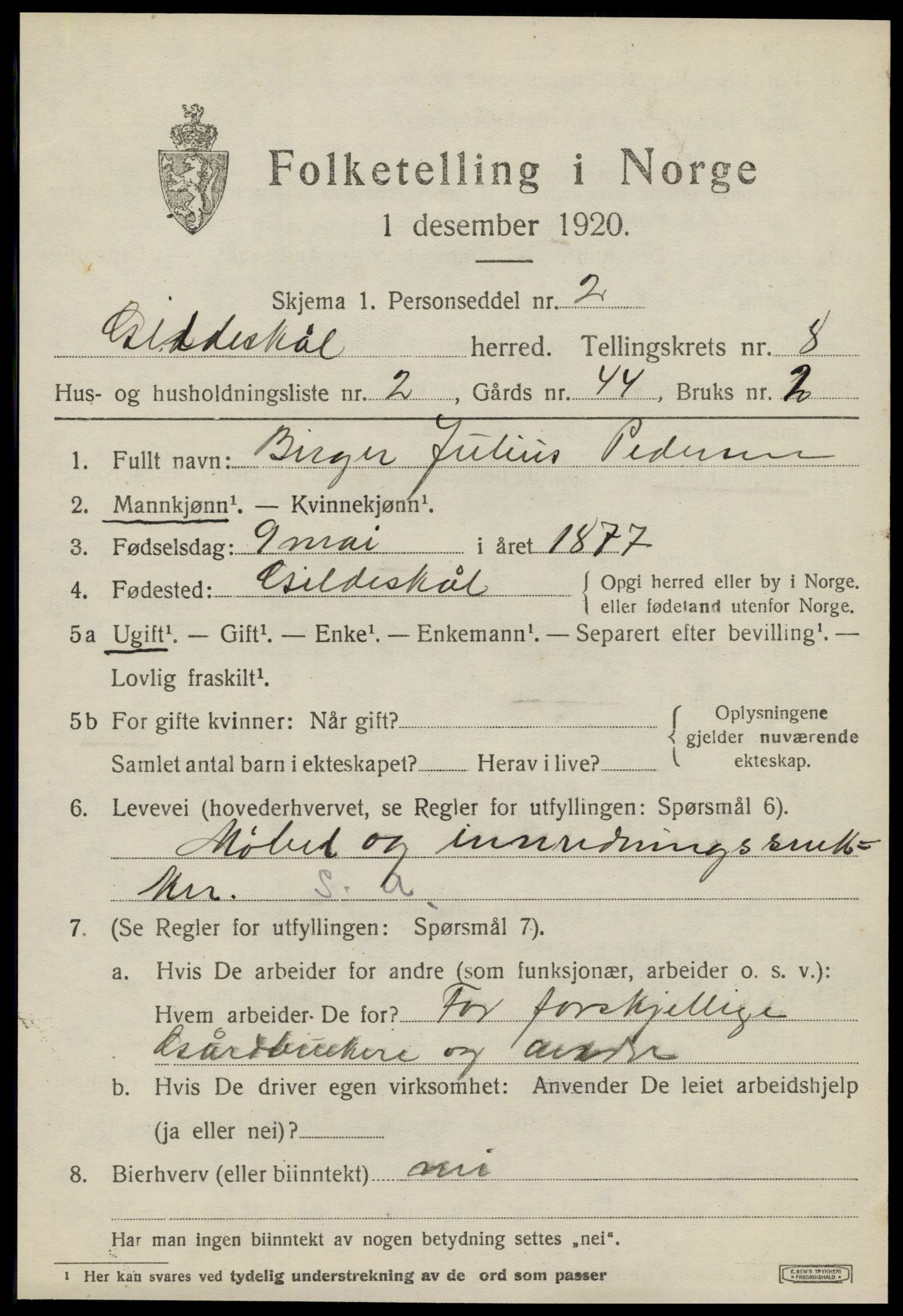SAT, 1920 census for Gildeskål, 1920, p. 5414