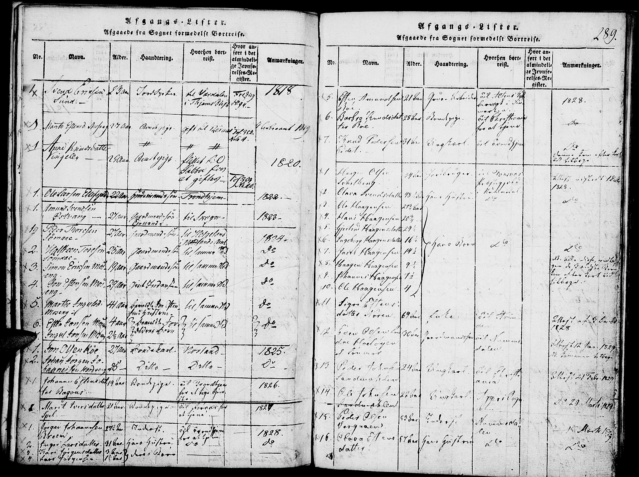 Tolga prestekontor, SAH/PREST-062/K/L0004: Parish register (official) no. 4, 1815-1836, p. 289