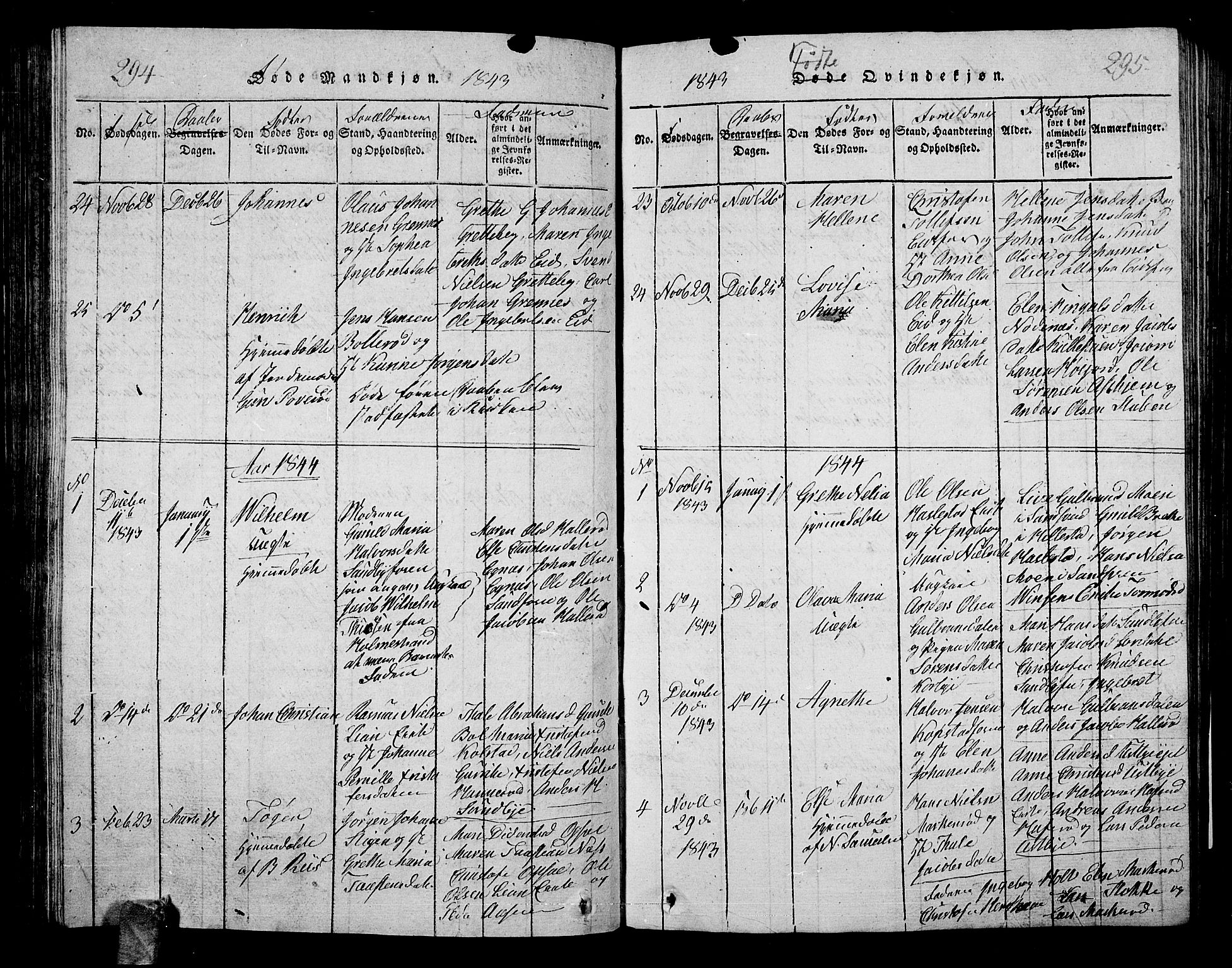 Hof kirkebøker, SAKO/A-64/G/Ga/L0001: Parish register (copy) no. I 1, 1814-1844, p. 294-295