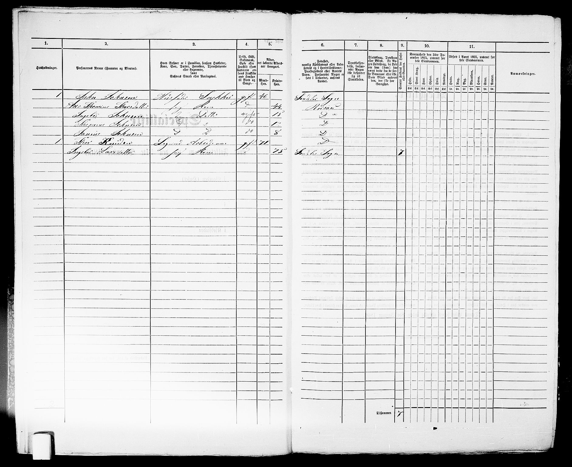 RA, 1865 census for Risør/Risør, 1865, p. 350