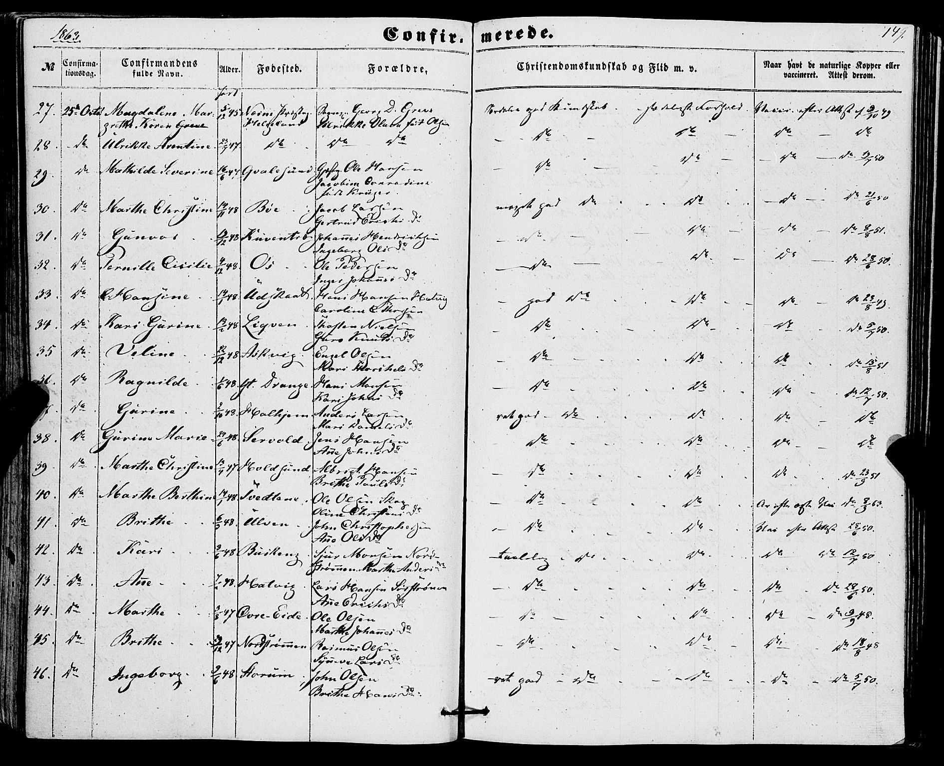 Os sokneprestembete, SAB/A-99929: Parish register (official) no. A 17, 1860-1873, p. 149