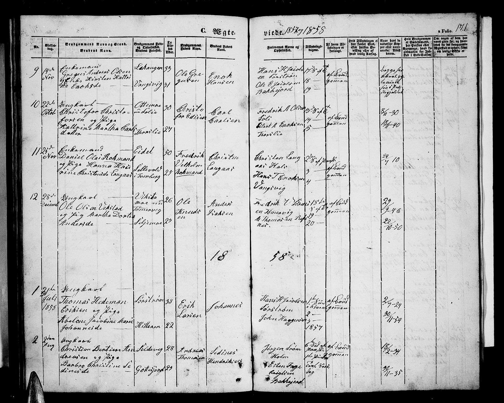 Tranøy sokneprestkontor, AV/SATØ-S-1313/I/Ia/Iab/L0002klokker: Parish register (copy) no. 2, 1847-1860, p. 171