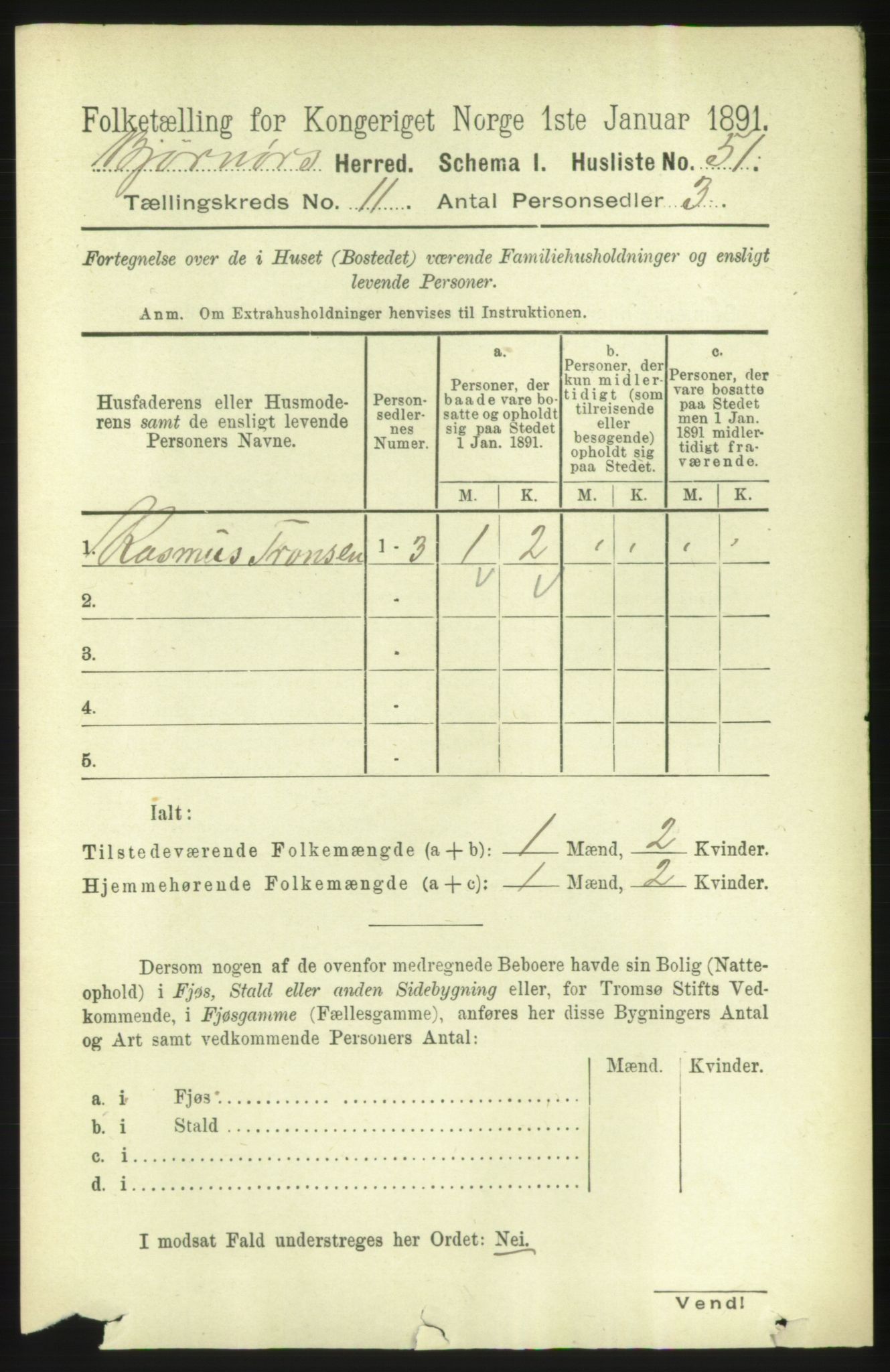 RA, 1891 census for 1632 Bjørnør, 1891, p. 4654