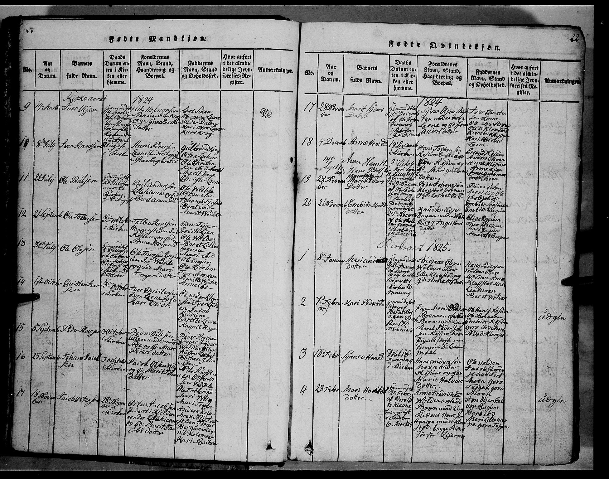 Fron prestekontor, SAH/PREST-078/H/Ha/Hab/L0002: Parish register (copy) no. 2, 1816-1850, p. 22