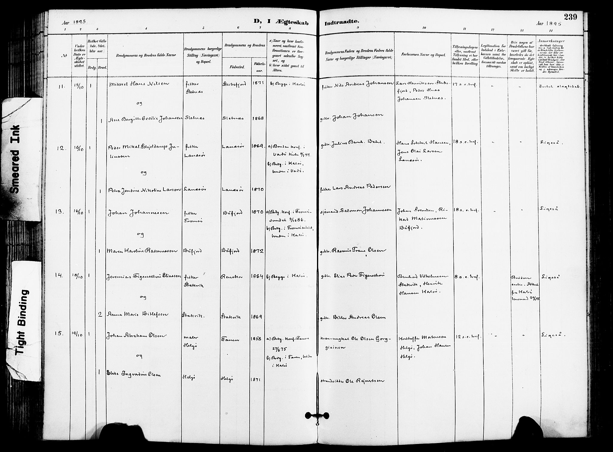 Karlsøy sokneprestembete, SATØ/S-1299/H/Ha/Haa/L0007kirke: Parish register (official) no. 7, 1891-1902, p. 239