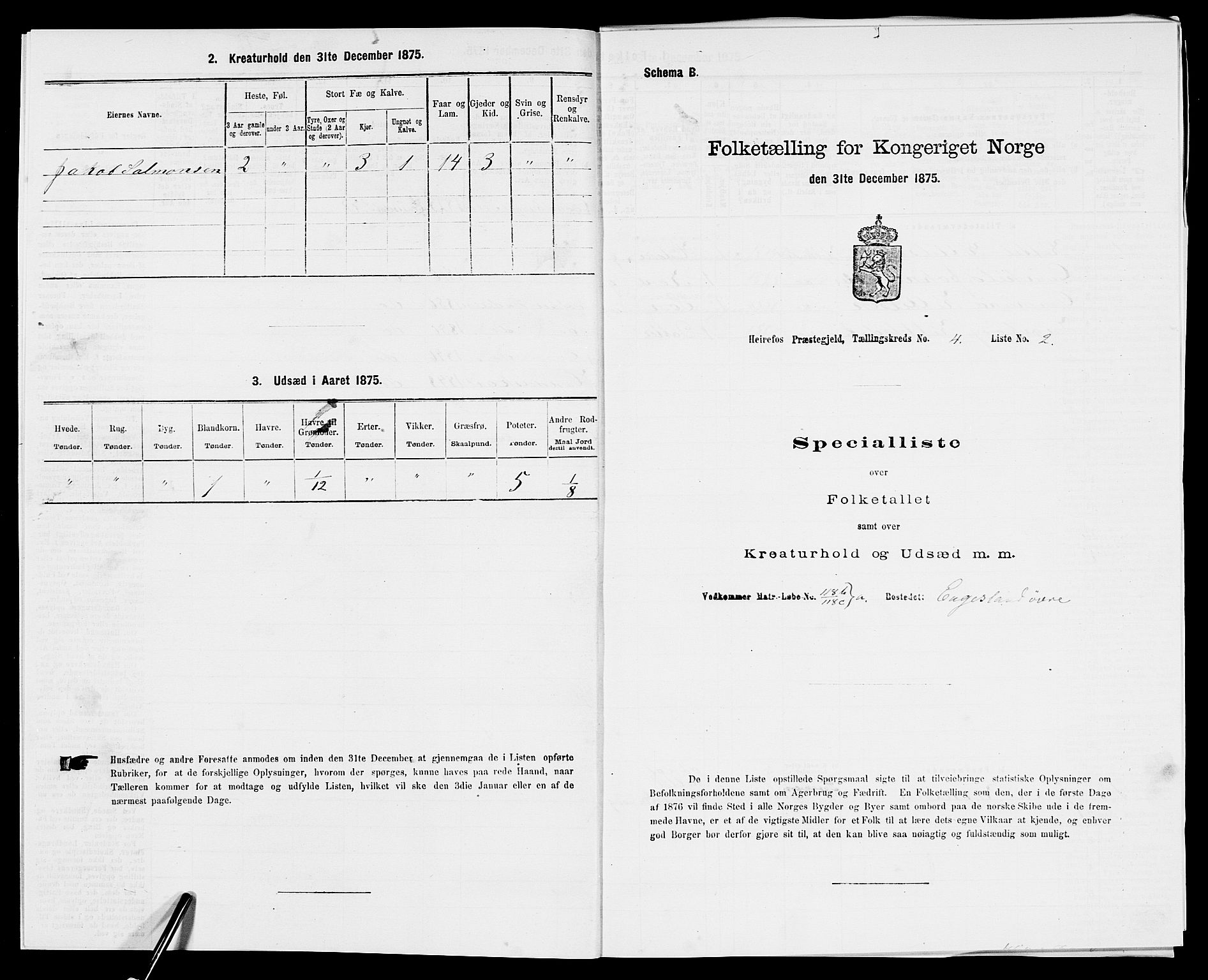 SAK, 1875 census for 0933P Herefoss, 1875, p. 316
