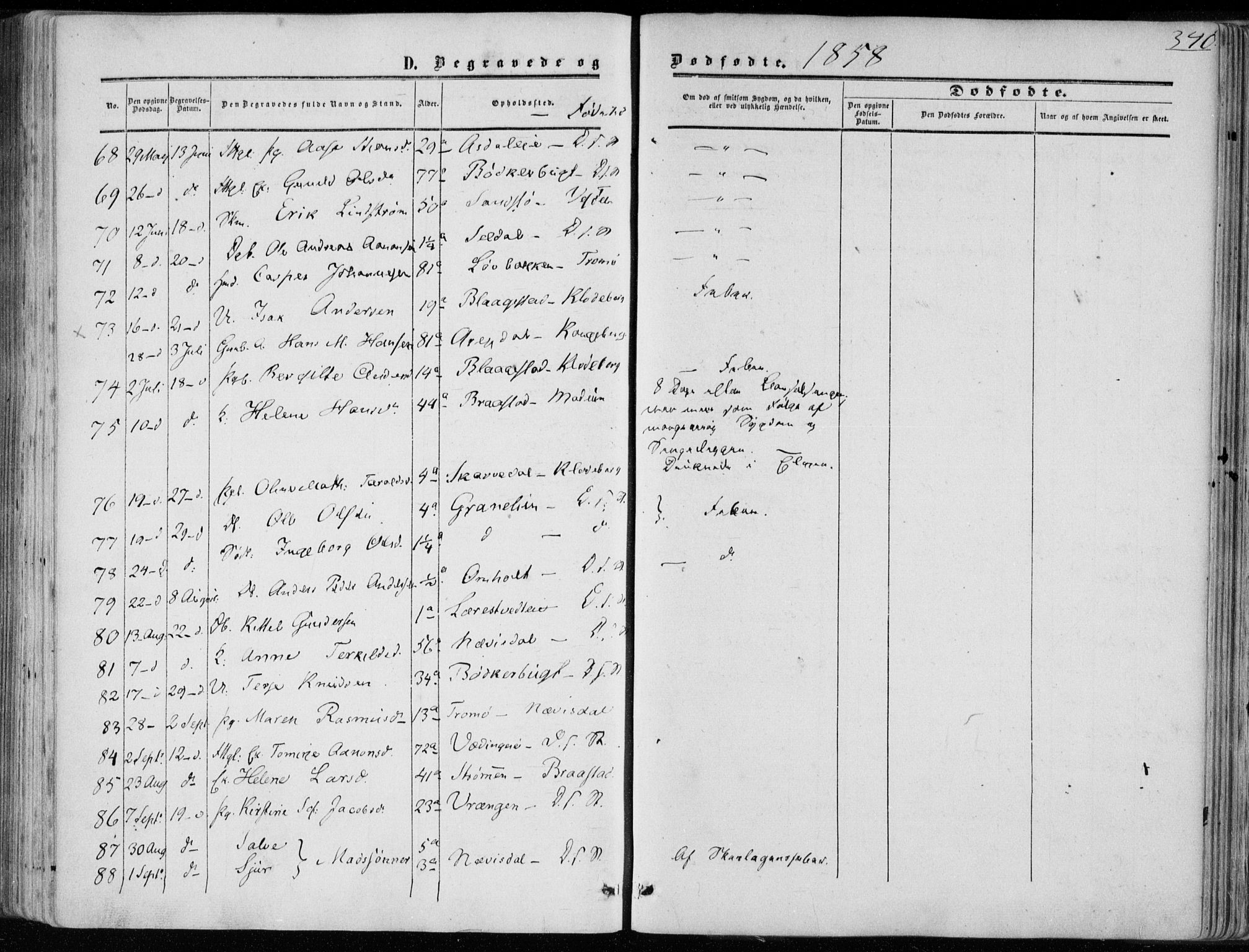 Øyestad sokneprestkontor, AV/SAK-1111-0049/F/Fa/L0015: Parish register (official) no. A 15, 1857-1873, p. 340