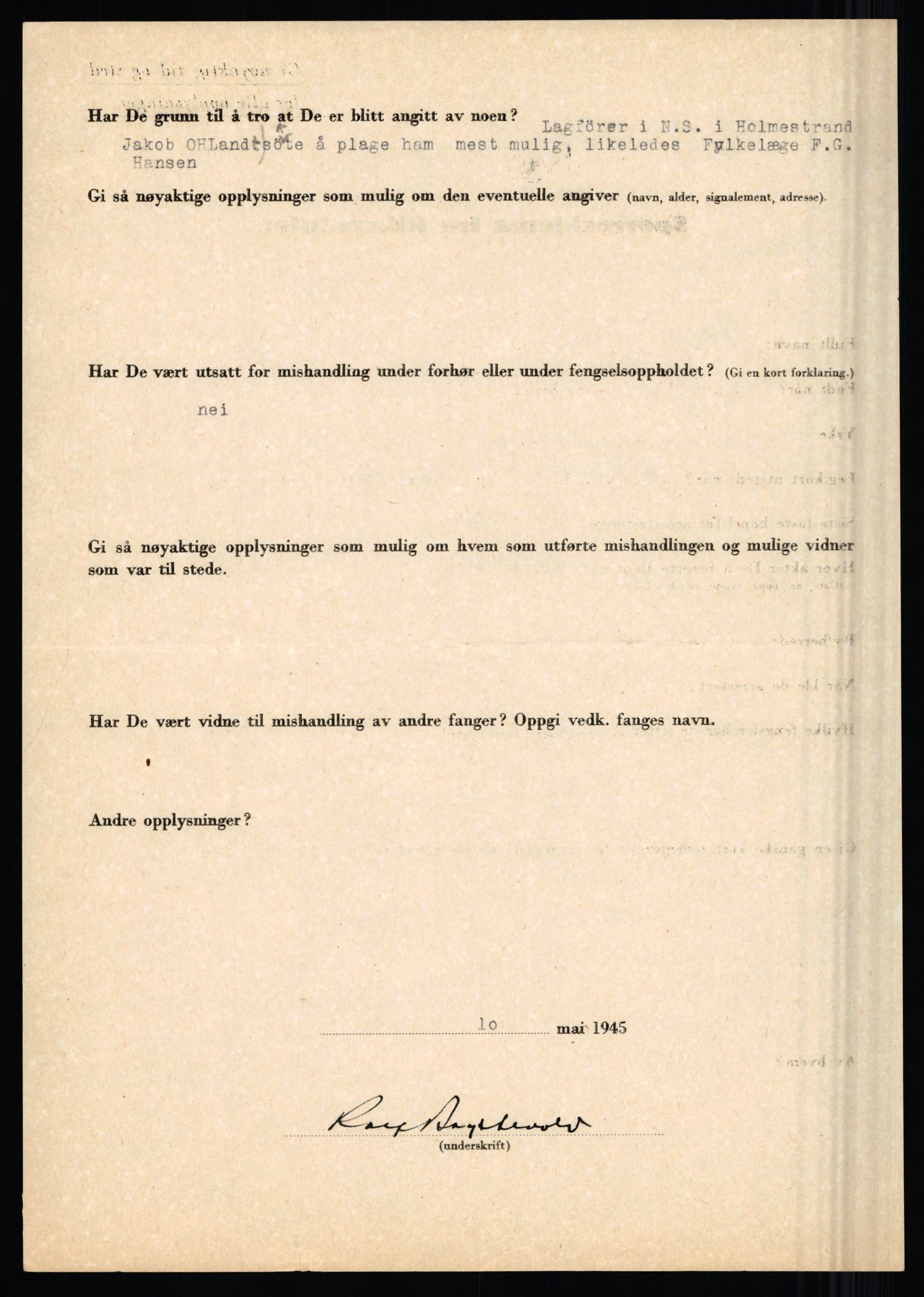 Rikspolitisjefen, AV/RA-S-1560/L/L0001: Abelseth, Rudolf - Berentsen, Odd, 1940-1945, p. 1062