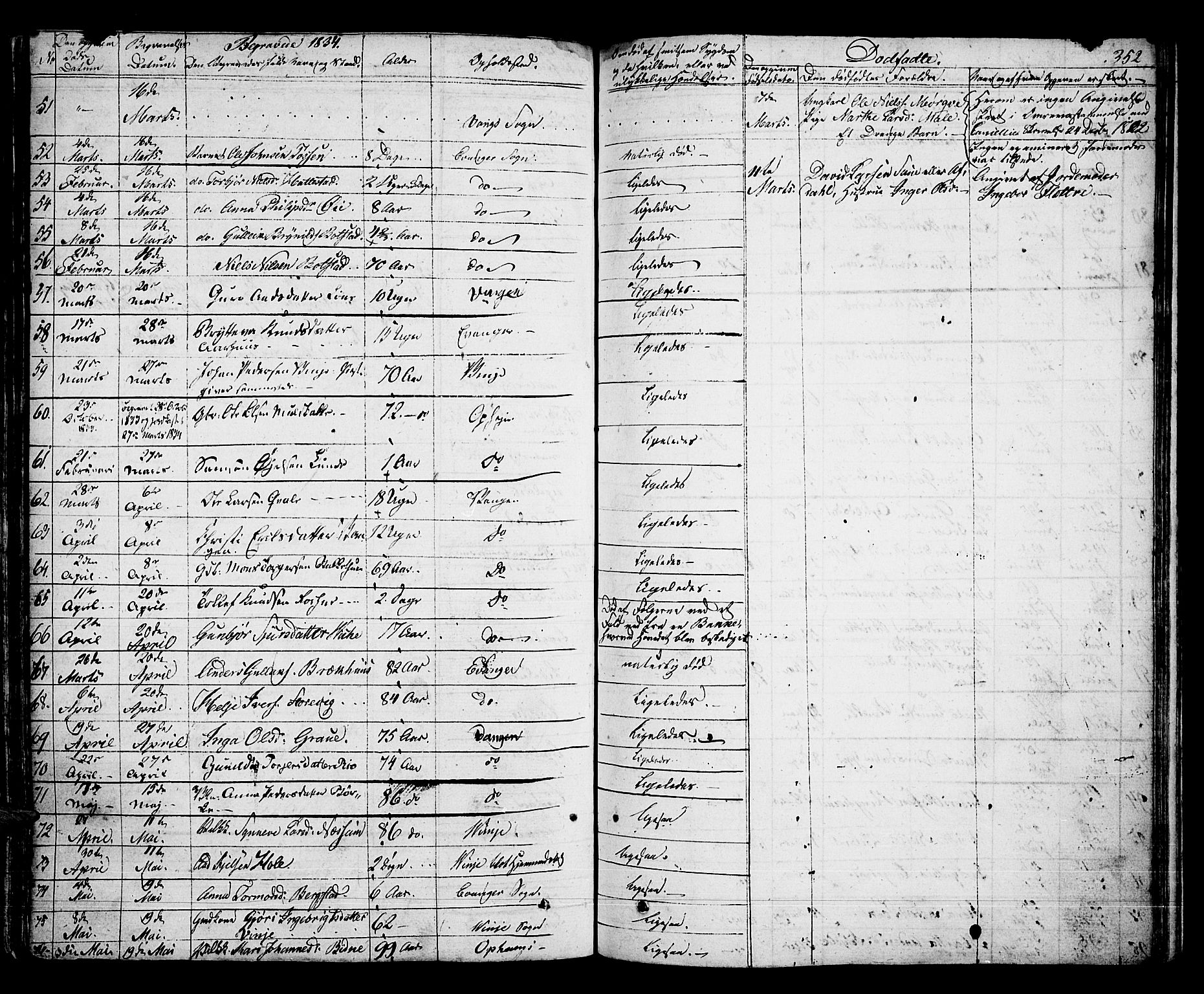 Voss sokneprestembete, AV/SAB-A-79001/H/Haa: Parish register (official) no. A 12, 1823-1837, p. 352