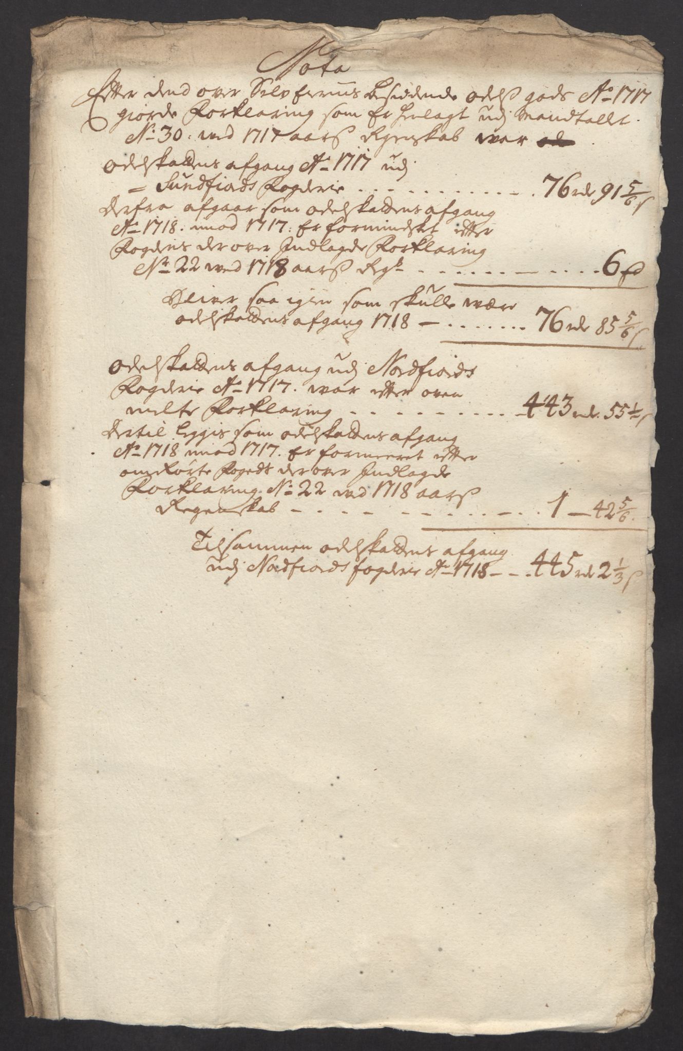 Rentekammeret inntil 1814, Reviderte regnskaper, Fogderegnskap, RA/EA-4092/R53/L3441: Fogderegnskap Sunn- og Nordfjord, 1717-1718, p. 414