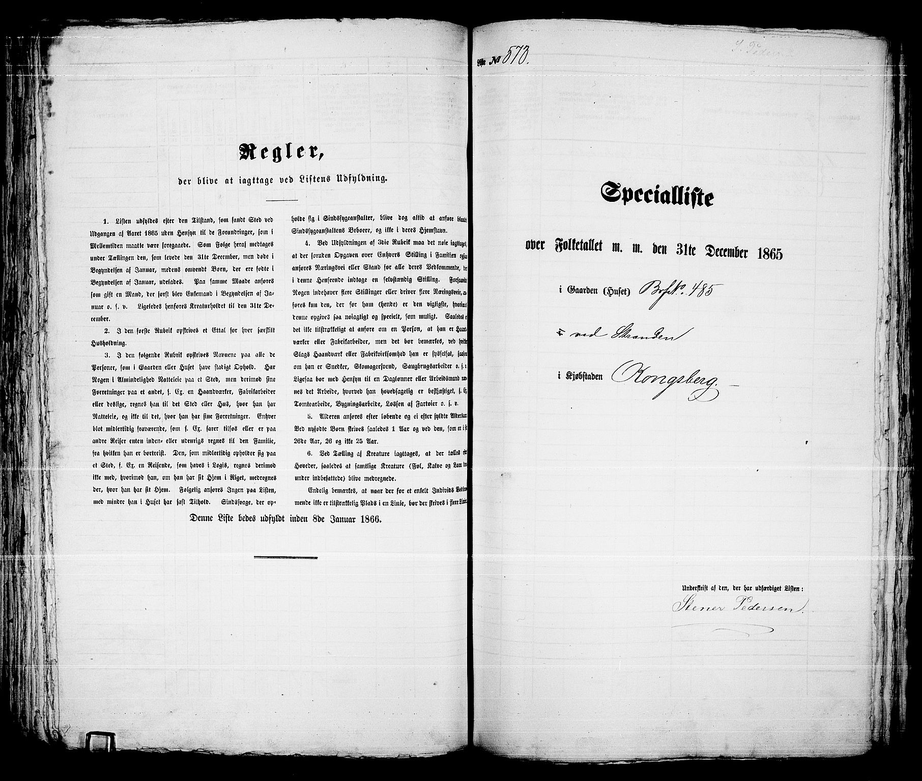 RA, 1865 census for Kongsberg/Kongsberg, 1865, p. 1164
