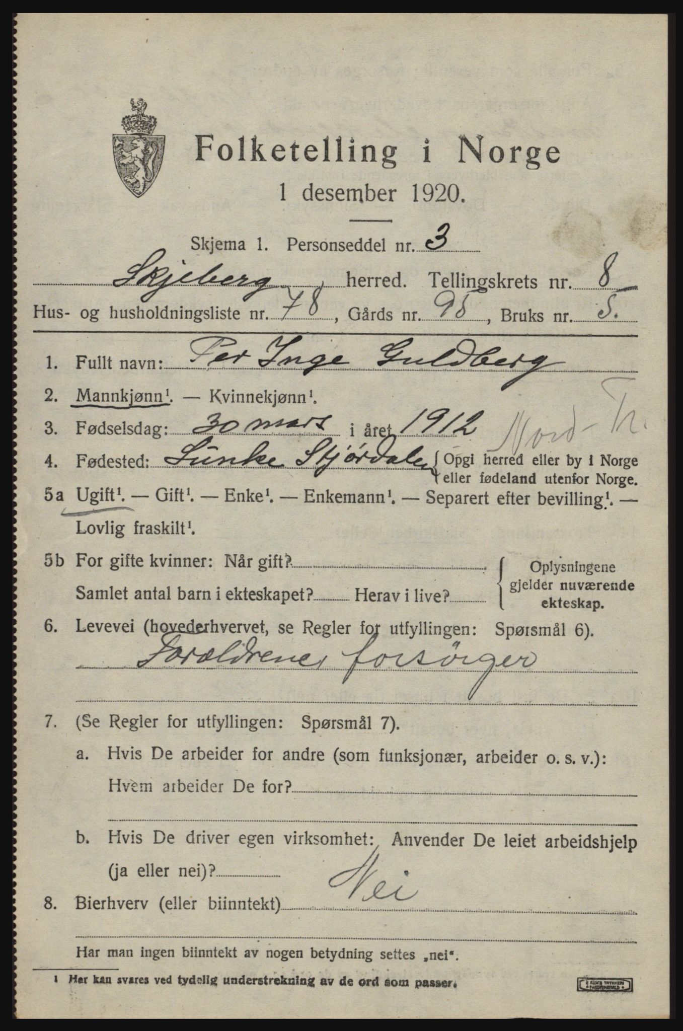 SAO, 1920 census for Skjeberg, 1920, p. 8863