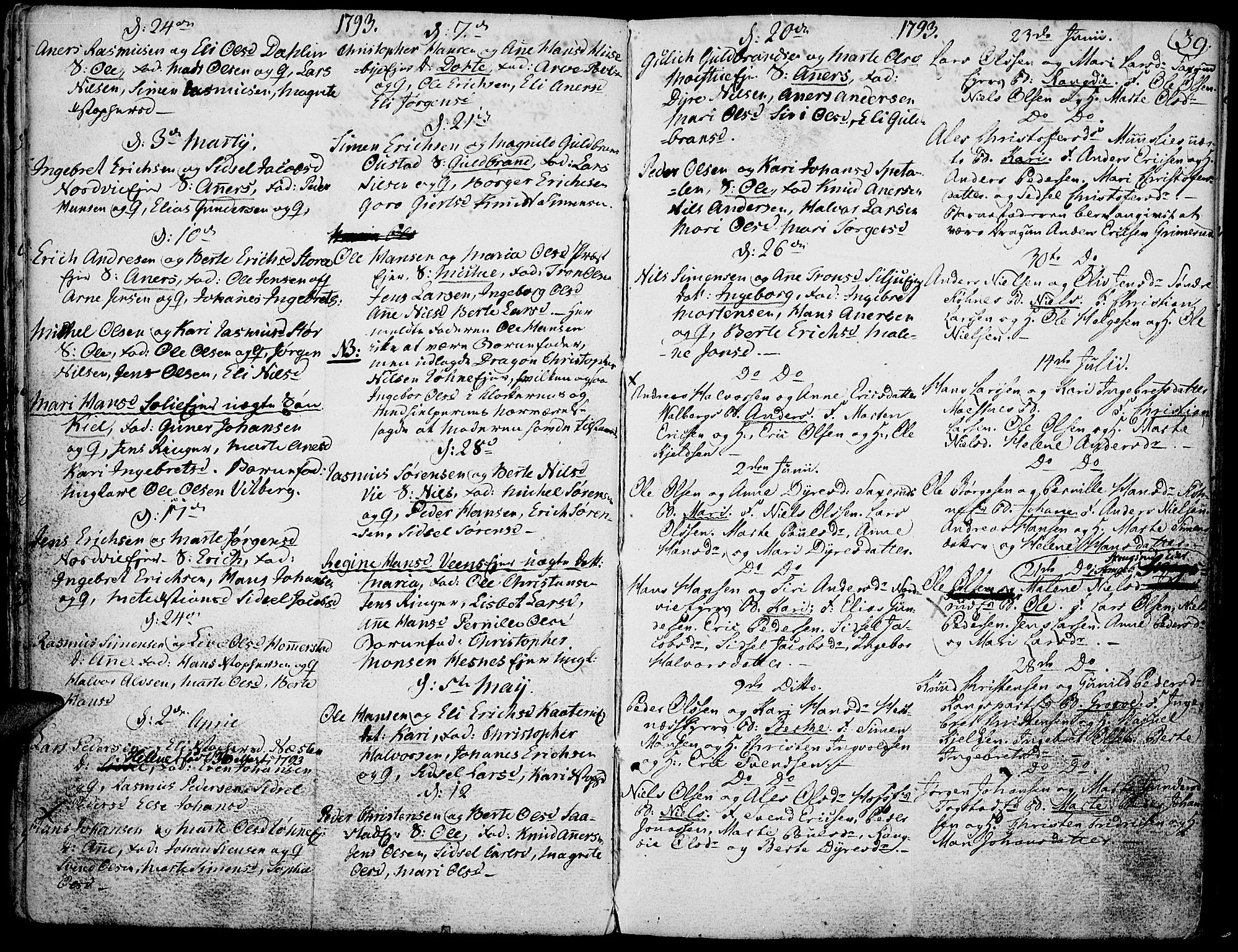 Stange prestekontor, AV/SAH-PREST-002/K/L0007: Parish register (official) no. 7, 1788-1813, p. 38-39