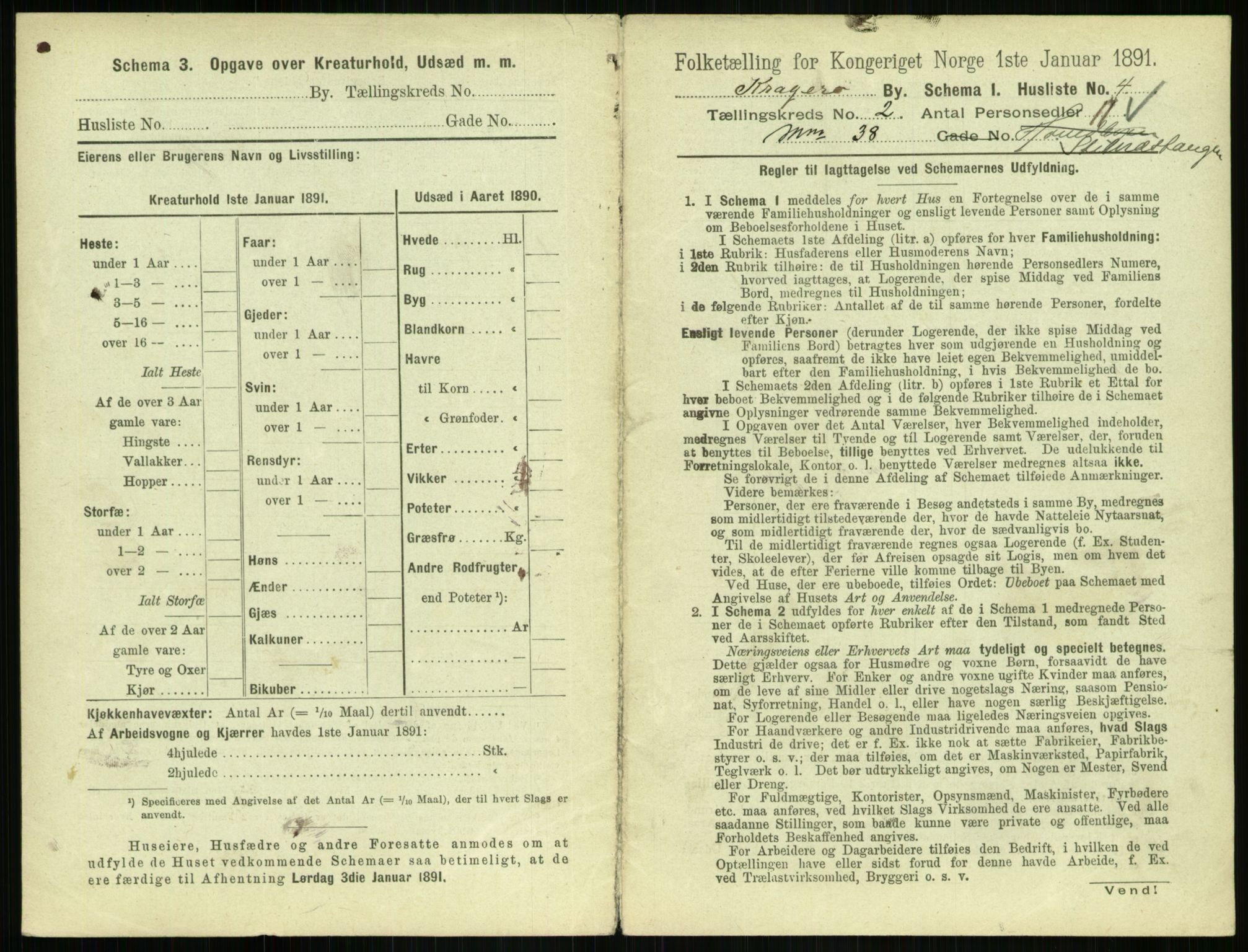 RA, 1891 census for 0801 Kragerø, 1891, p. 298