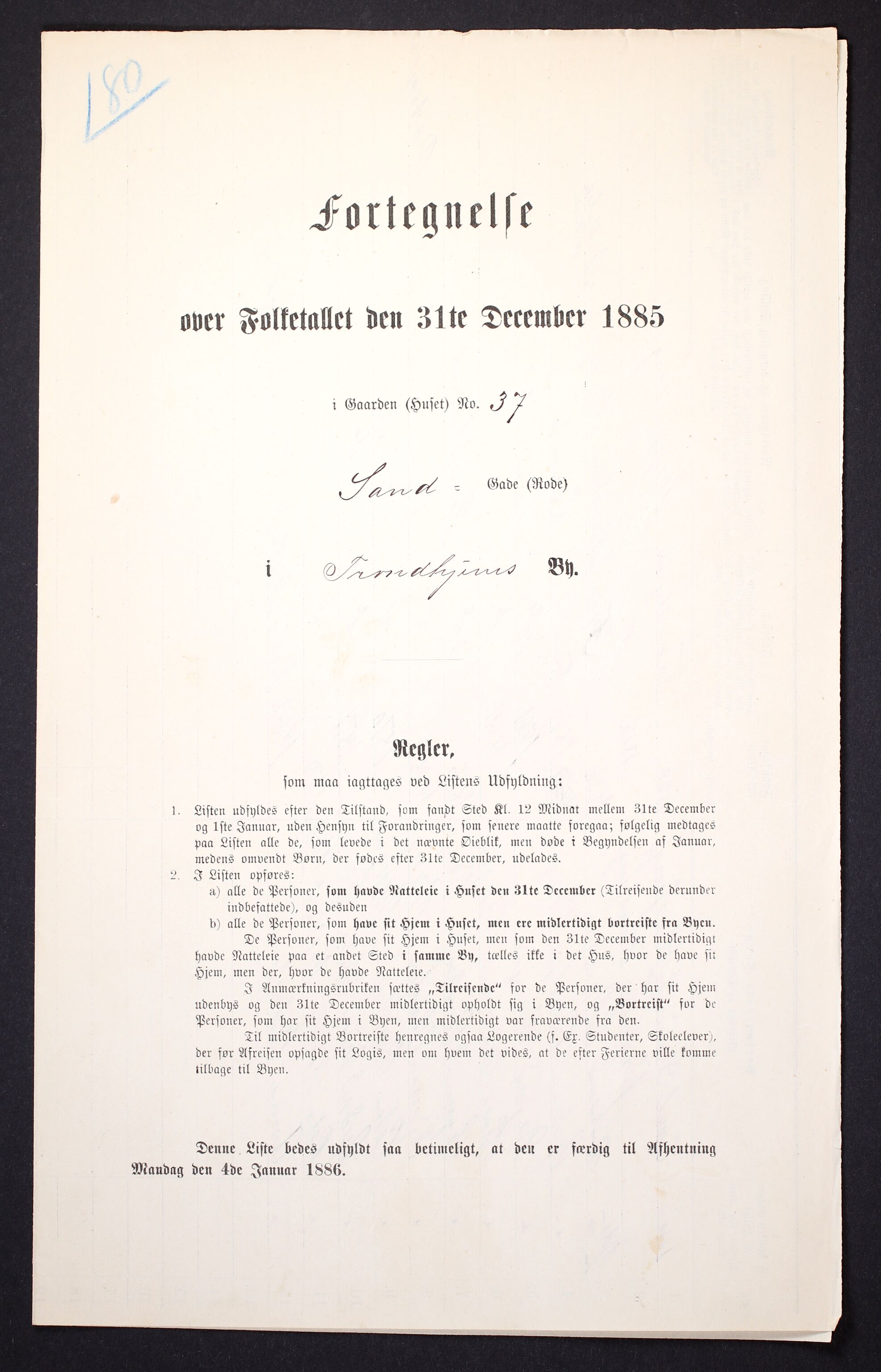 SAT, 1885 census for 1601 Trondheim, 1885, p. 916