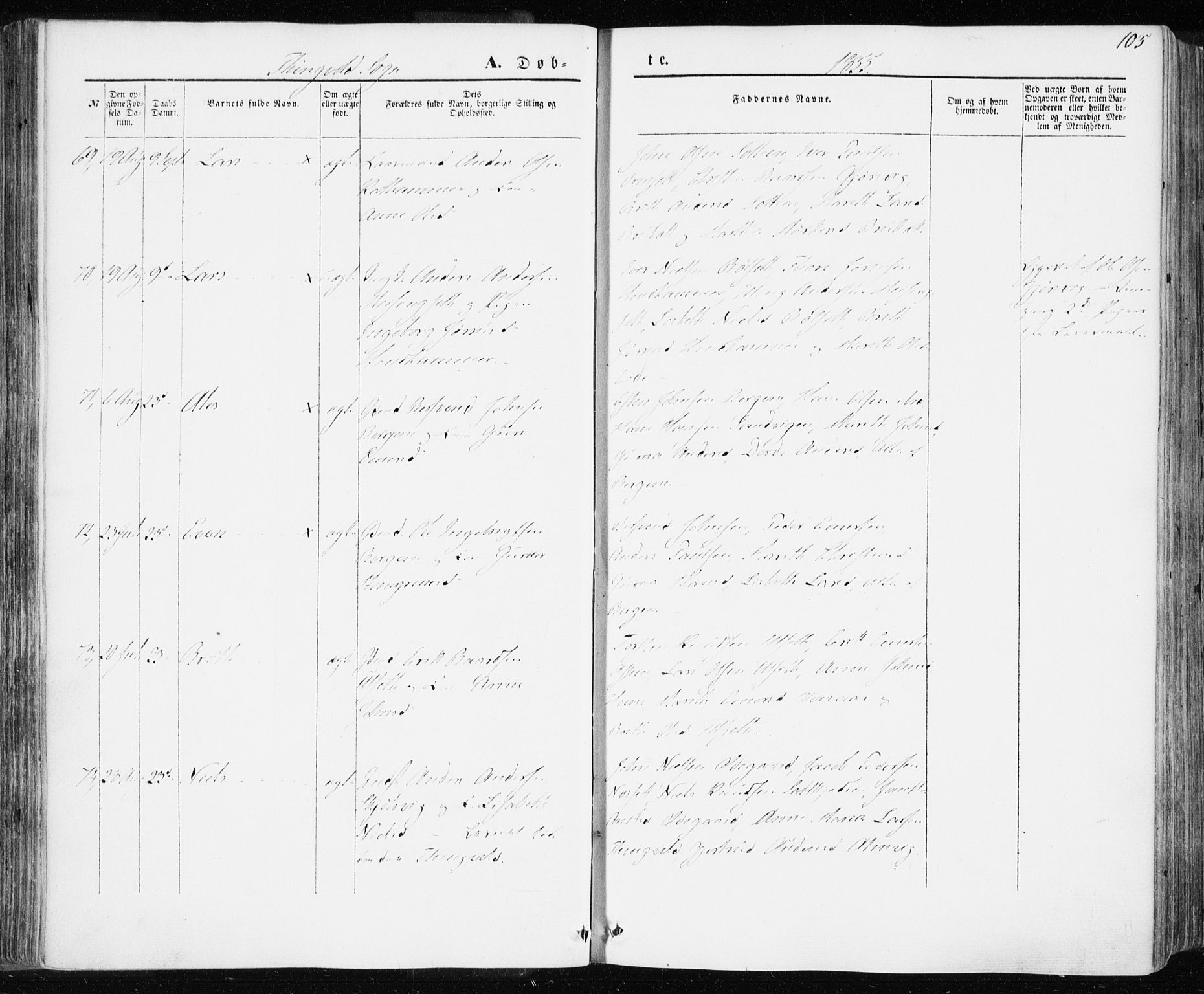 Ministerialprotokoller, klokkerbøker og fødselsregistre - Møre og Romsdal, AV/SAT-A-1454/586/L0984: Parish register (official) no. 586A10, 1844-1856, p. 105