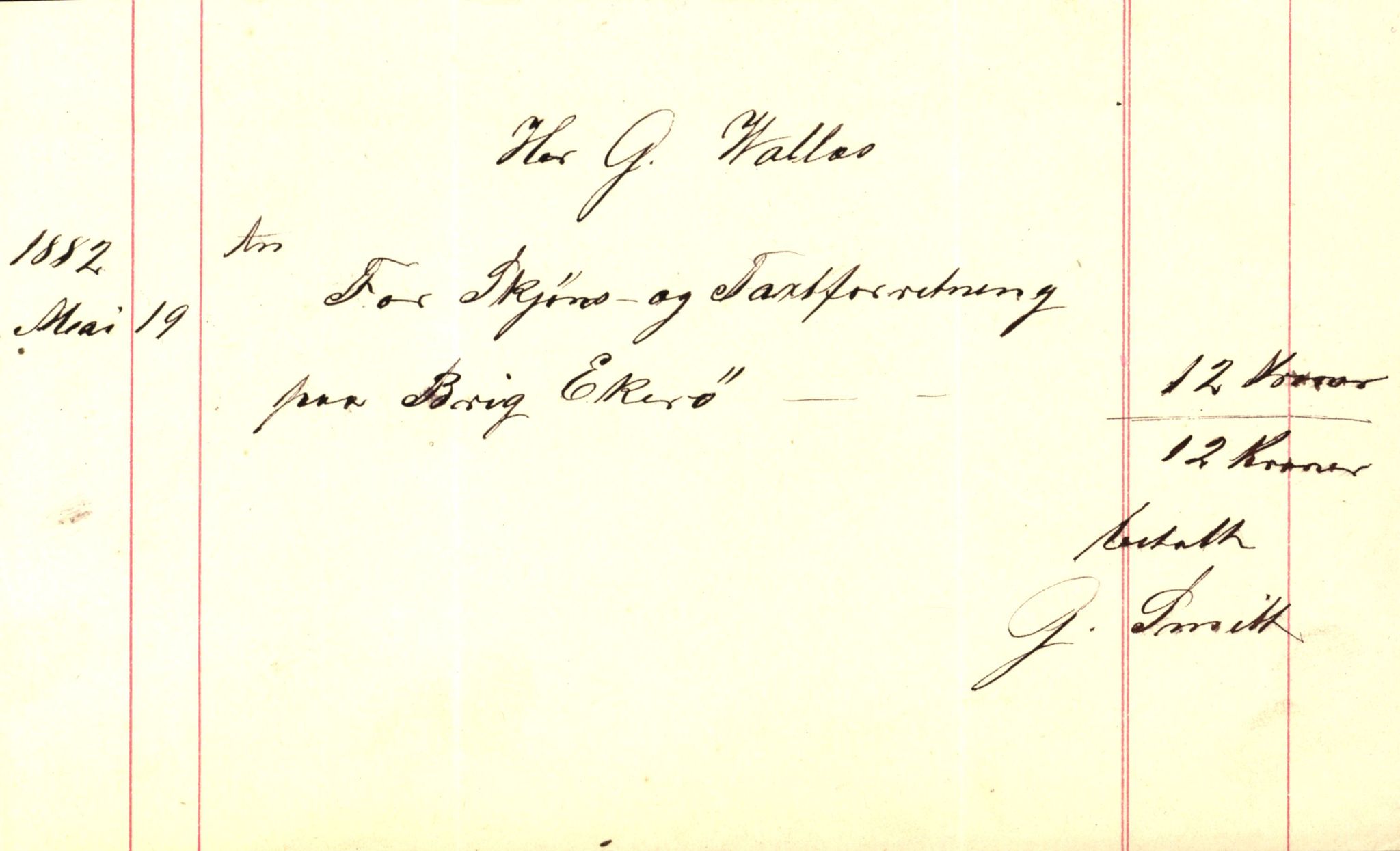 Pa 63 - Østlandske skibsassuranceforening, VEMU/A-1079/G/Ga/L0015/0007: Havaridokumenter / Jil, B.M. Width, Luca, Flora, Drammen, 1882, p. 62