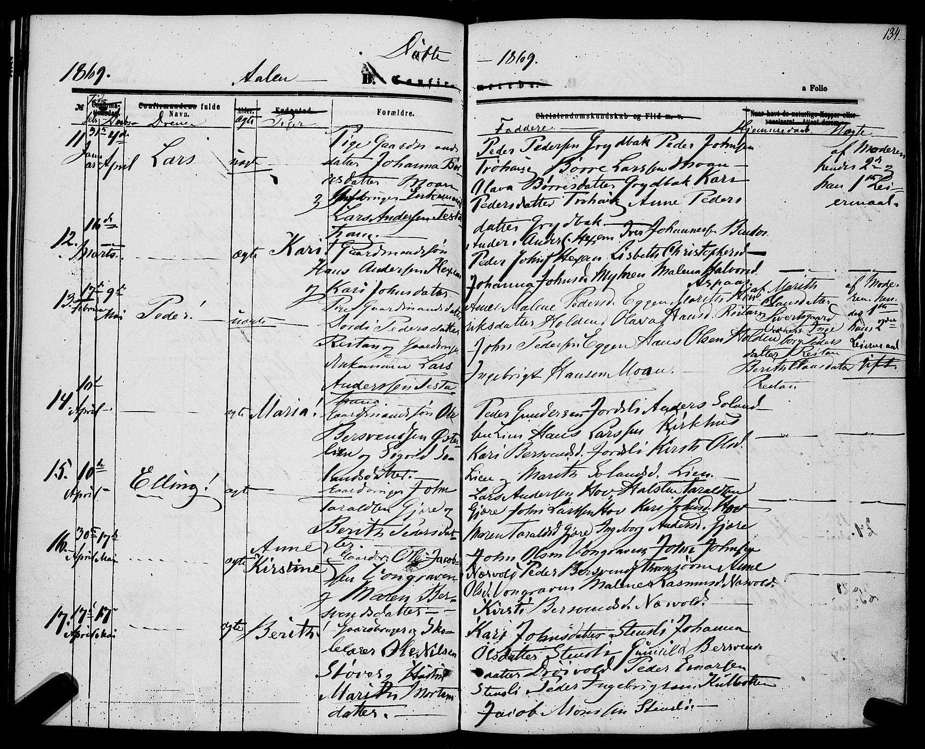 Ministerialprotokoller, klokkerbøker og fødselsregistre - Sør-Trøndelag, AV/SAT-A-1456/685/L0968: Parish register (official) no. 685A07 /3, 1860-1869, p. 134