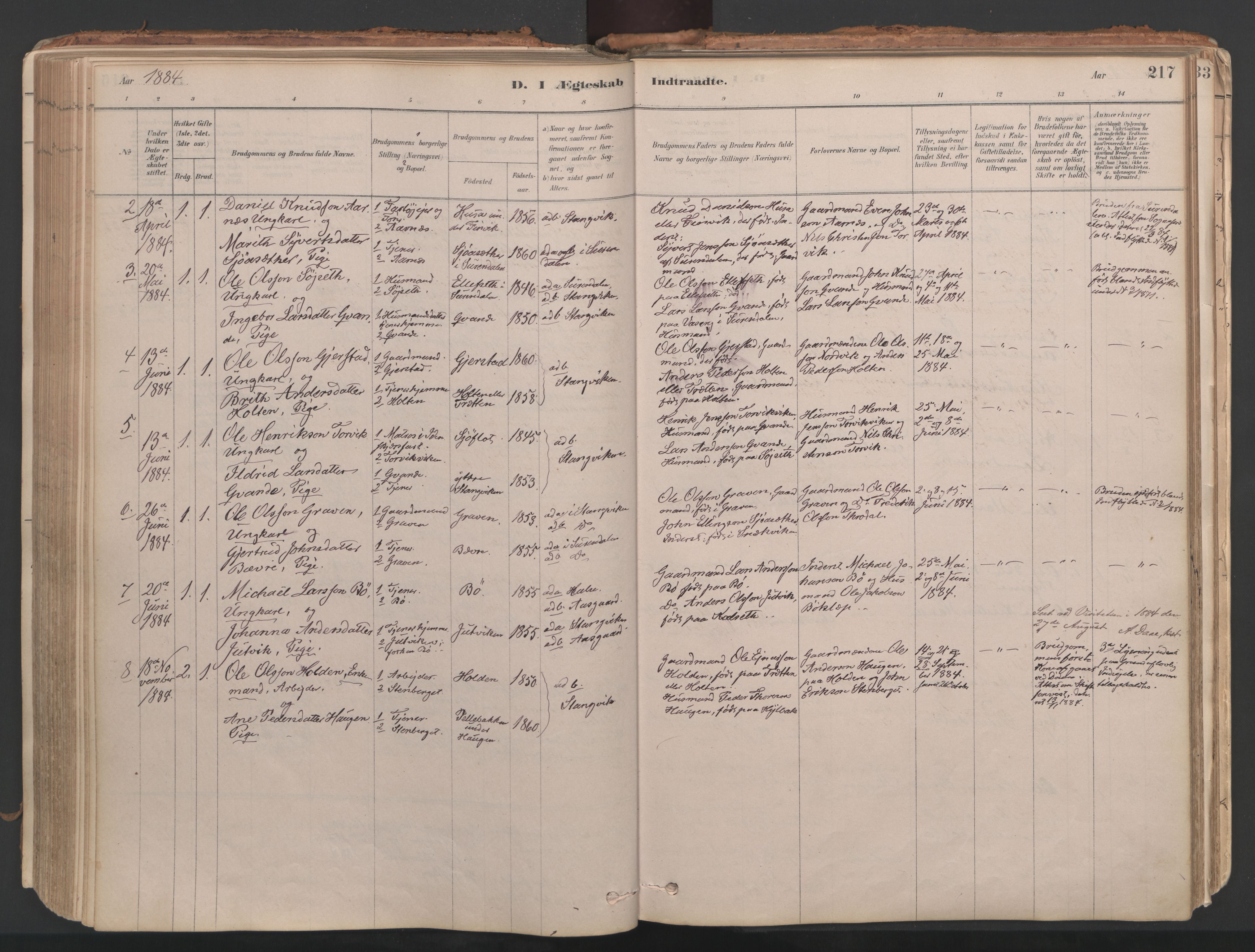 Ministerialprotokoller, klokkerbøker og fødselsregistre - Møre og Romsdal, AV/SAT-A-1454/592/L1029: Parish register (official) no. 592A07, 1879-1902, p. 217