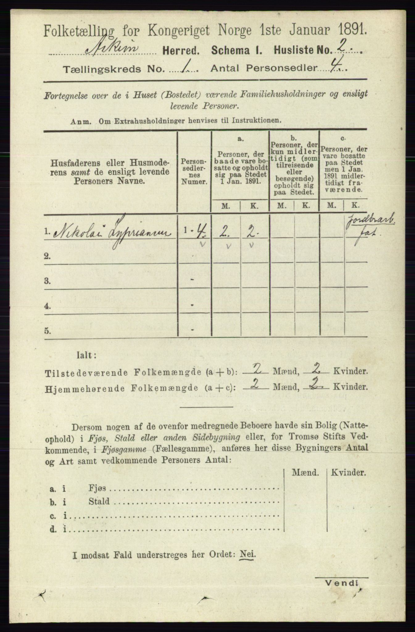 RA, 1891 census for 0124 Askim, 1891, p. 43
