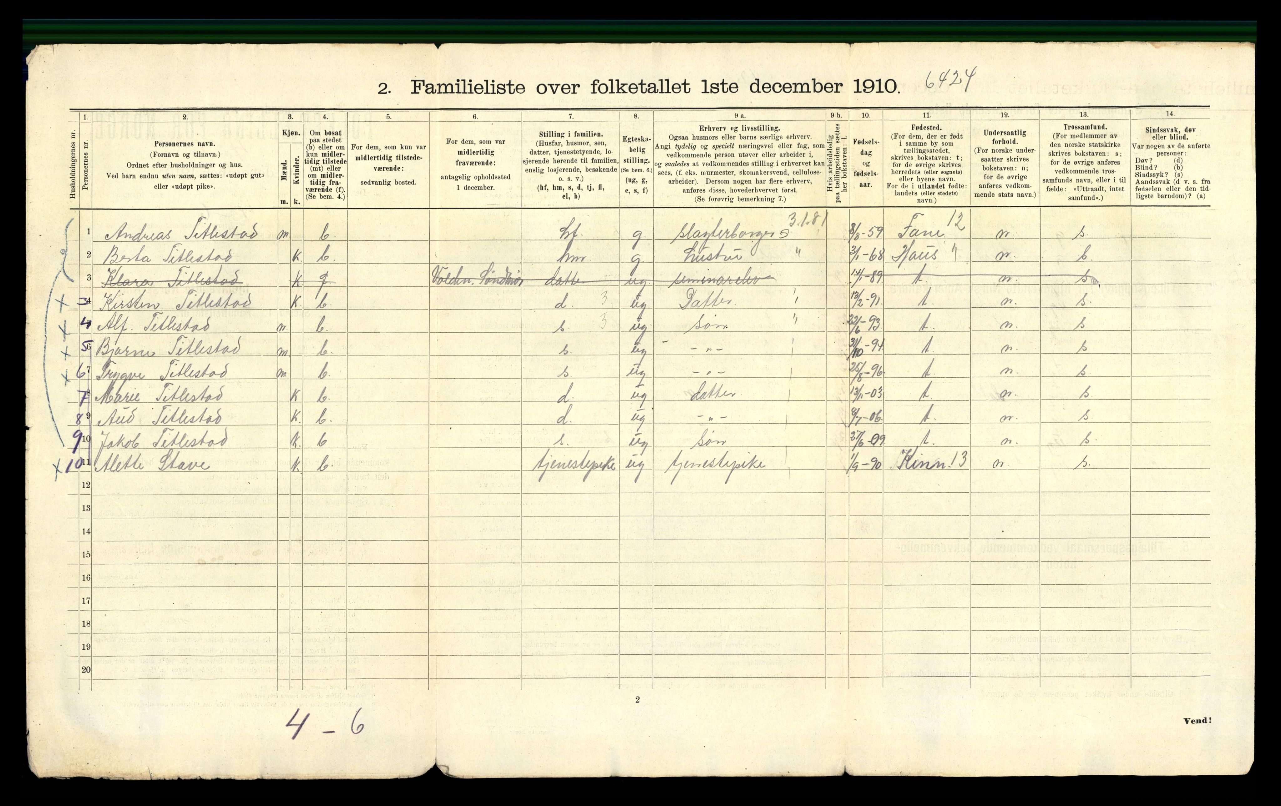 RA, 1910 census for Bergen, 1910, p. 10236