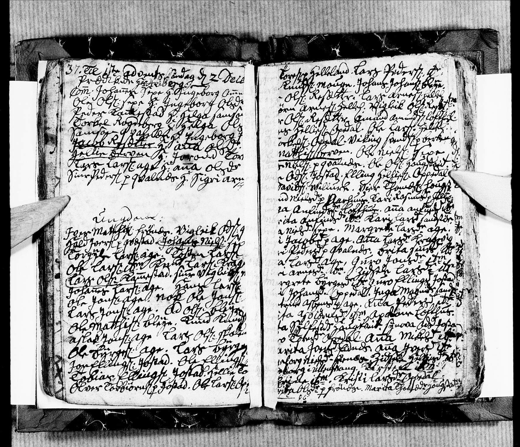 Ullensvang sokneprestembete, SAB/A-78701/H/Hab: Parish register (copy) no. B 1, 1764-1766, p. 37-38