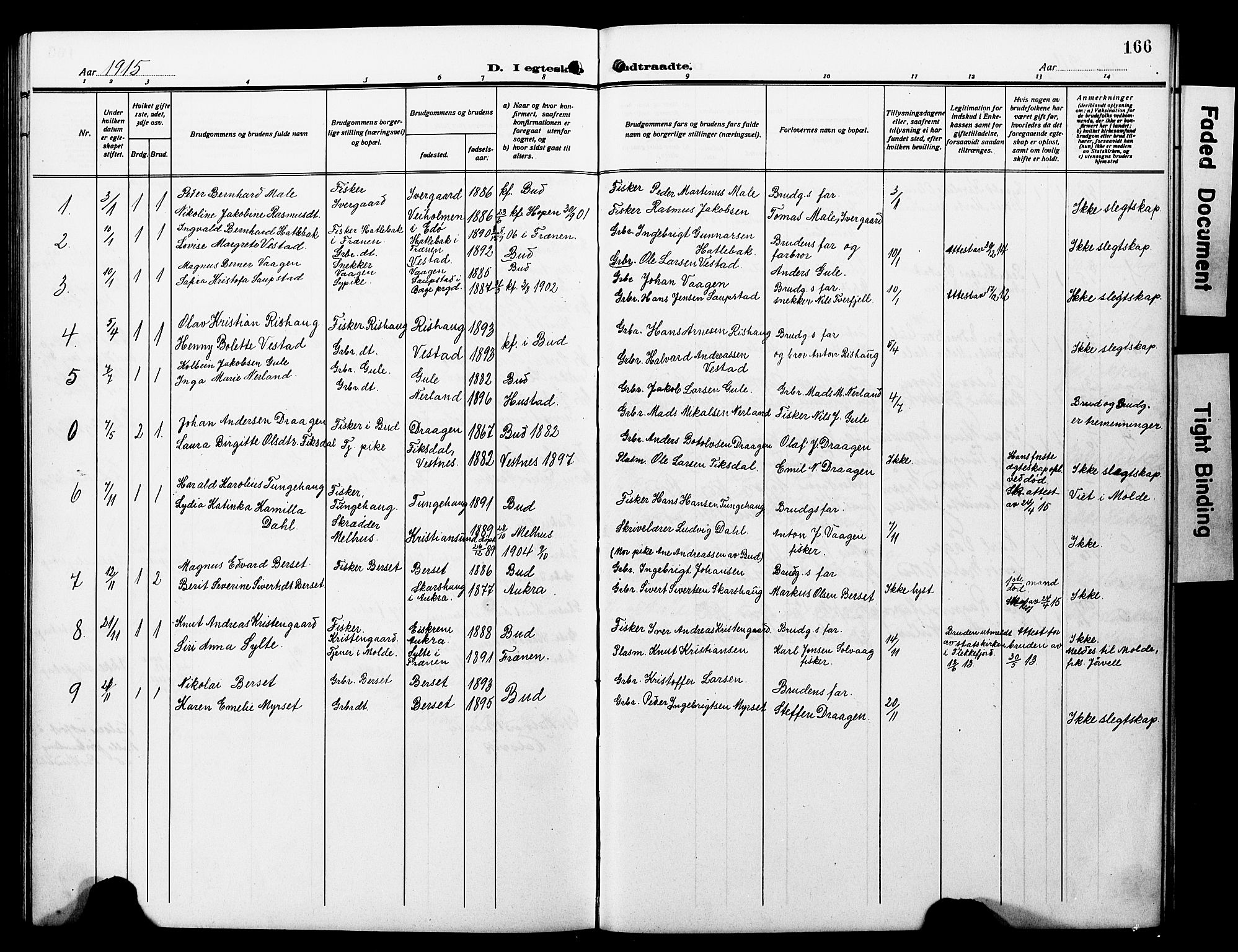 Ministerialprotokoller, klokkerbøker og fødselsregistre - Møre og Romsdal, SAT/A-1454/566/L0774: Parish register (copy) no. 566C03, 1910-1929, p. 166