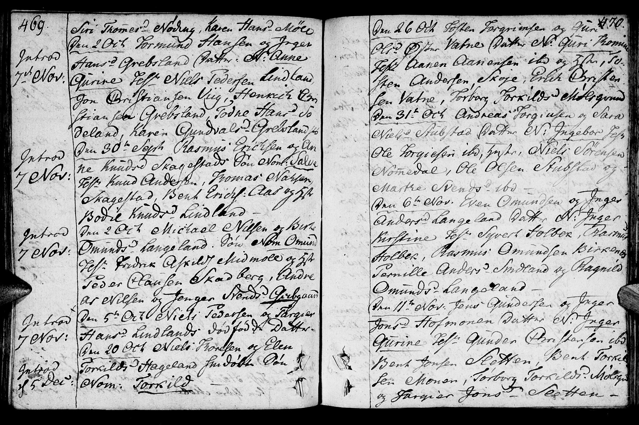 Holum sokneprestkontor, AV/SAK-1111-0022/F/Fa/Faa/L0003: Parish register (official) no. A 3, 1780-1821, p. 469-470