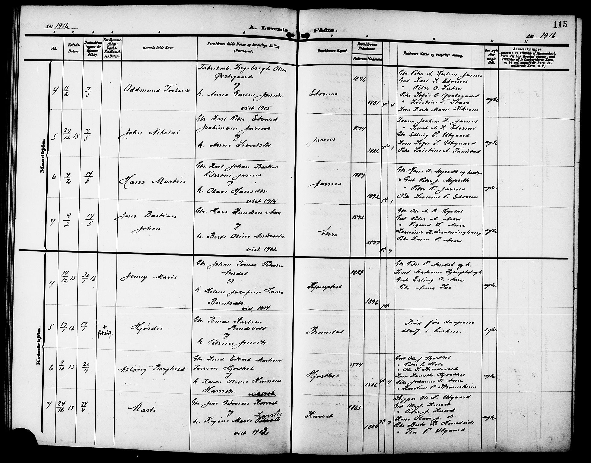 Ministerialprotokoller, klokkerbøker og fødselsregistre - Møre og Romsdal, AV/SAT-A-1454/523/L0341: Parish register (copy) no. 523C04, 1903-1916, p. 115